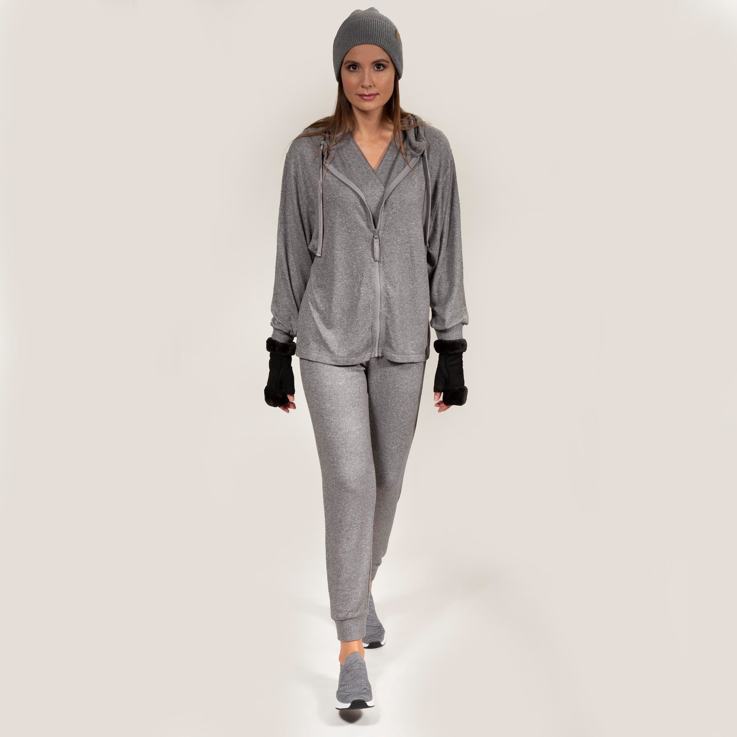 isotoner-sweat-shirt-capuche-femme-gris-chin image 3