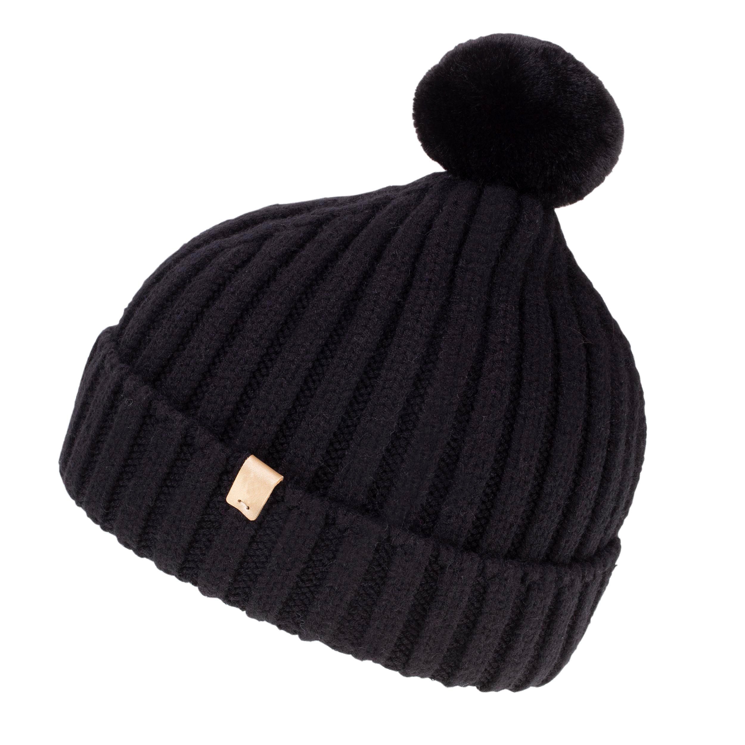 isotoner-bonnet-femme-pompon-torsades-noir-ultra-doux-taille-unique image 1