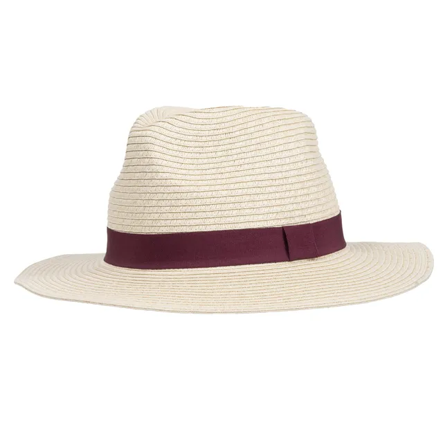 isotoner-chapeau-femme-fedora-paille-lien-bordeaux-52-58-cm image 1