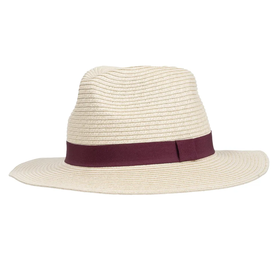 isotoner-chapeau-femme-fedora-paille-lien-bordeaux-52-58-cm image 1