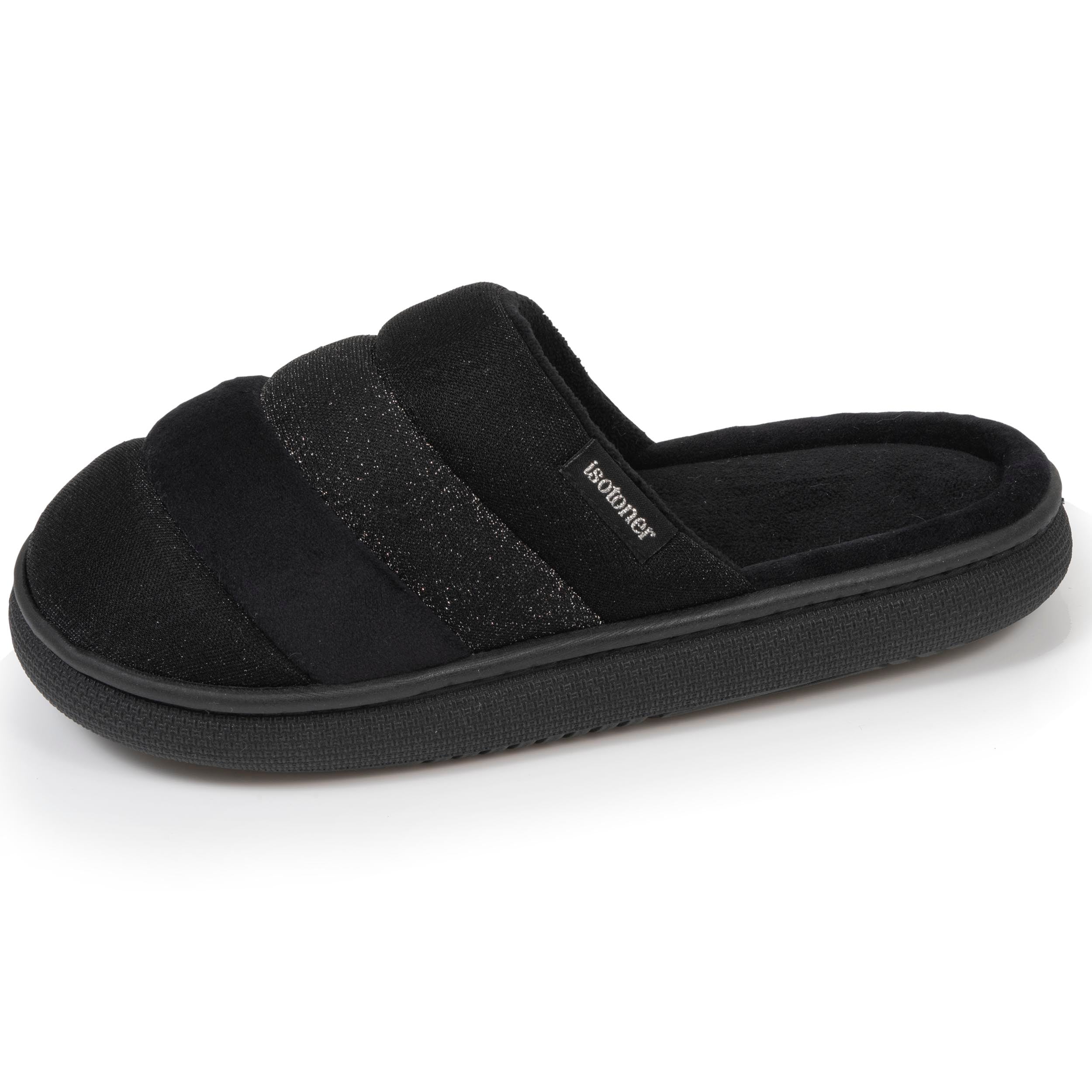 isotoner-chaussons-mules-femme-bloup-noir image 1