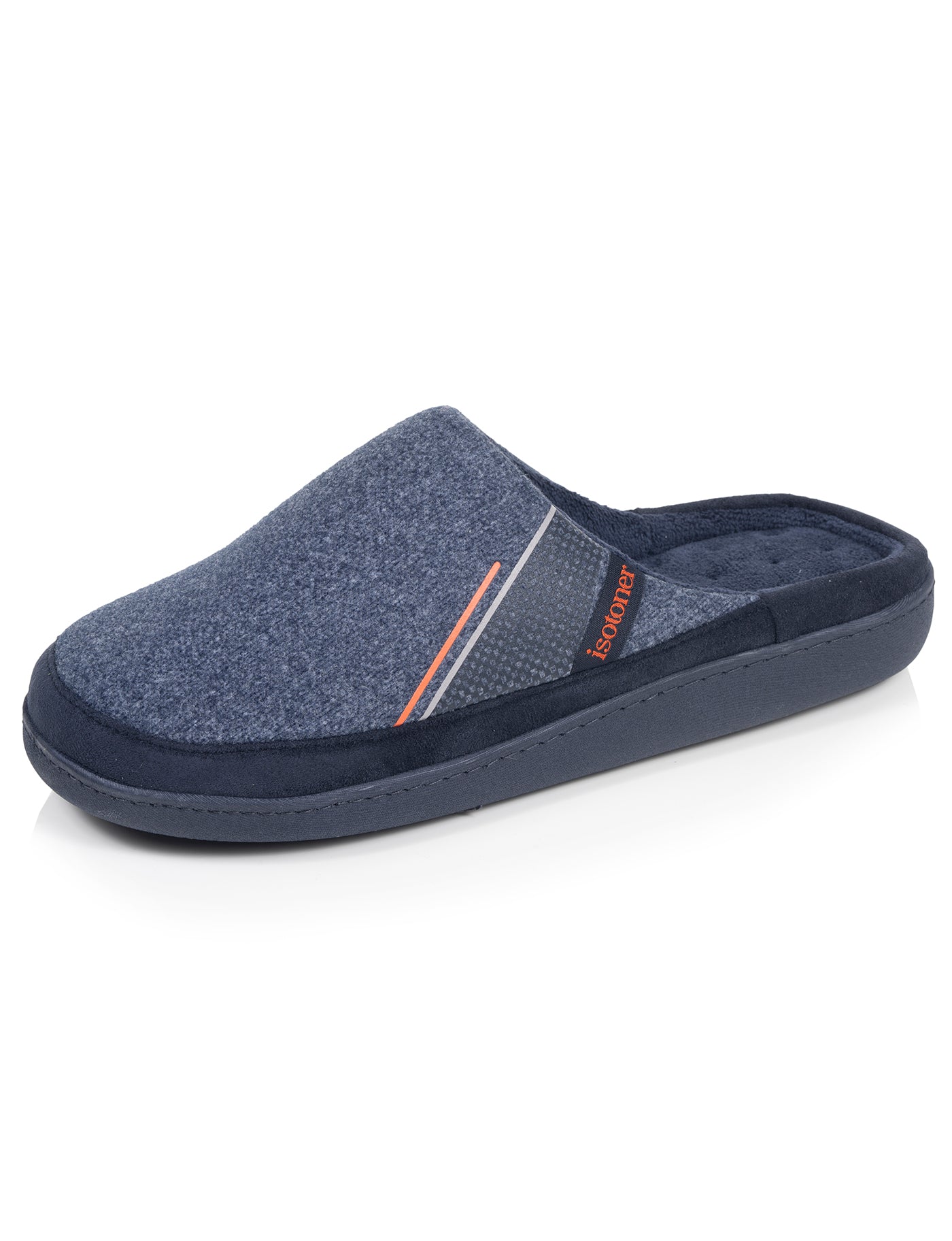 isotoner-chaussons-mules-homme-marine-liser-orange-m-moire-de-forme image 6