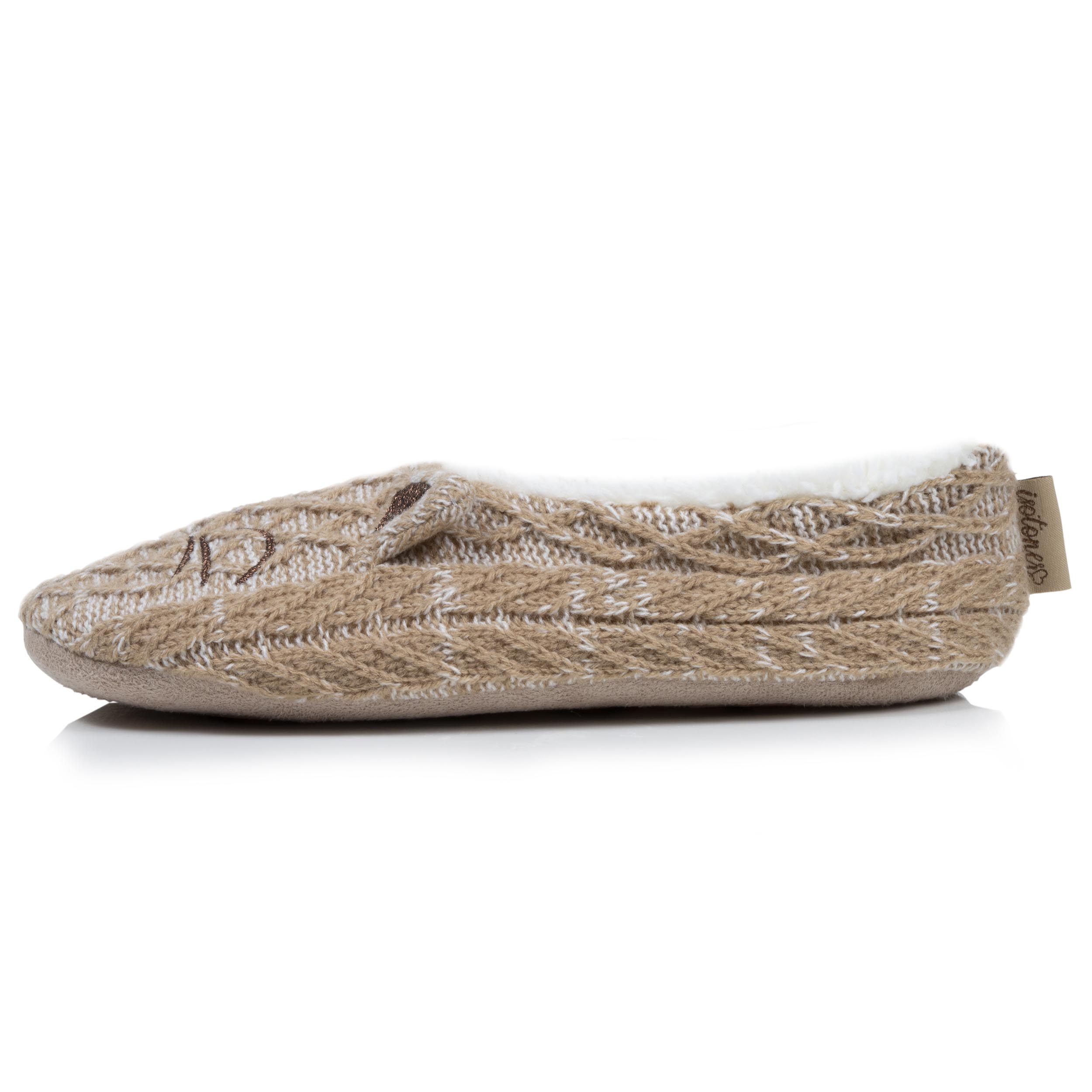 isotoner-chaussettes-chaussons-femme-maille-chat-beige image 3