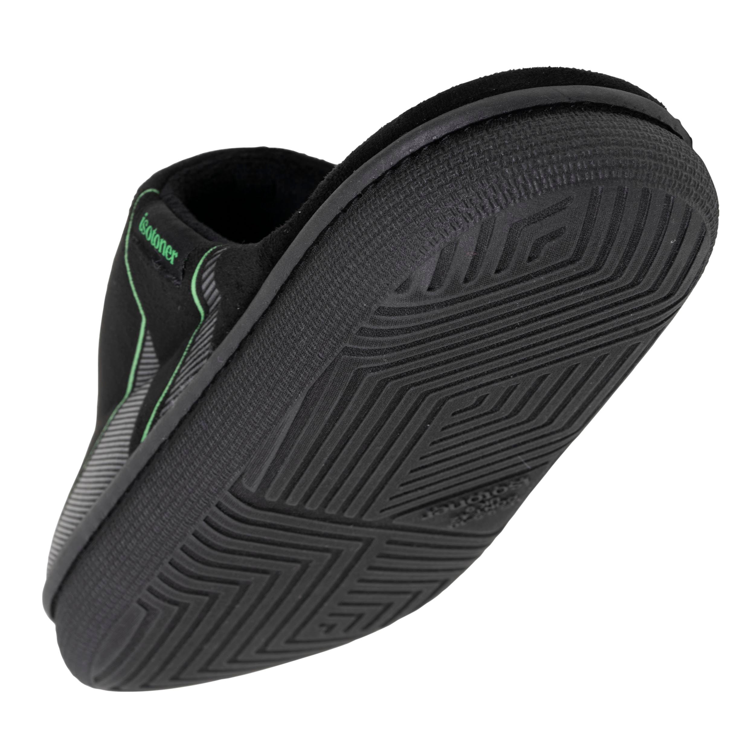 isotoner-chaussons-mules-homme-bloup-noir-imprim-vert image 5