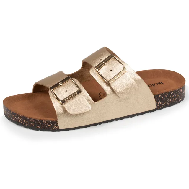 isotoner-mules-sandales-femme-double-bride-dor image 1