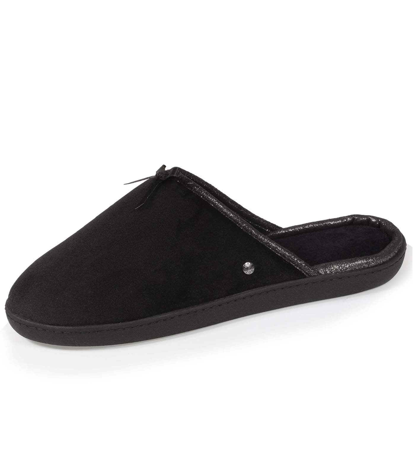 isotoner-chaussons-mules-femme-brillant-noir-microvelours-m-moire-de-forme image 6