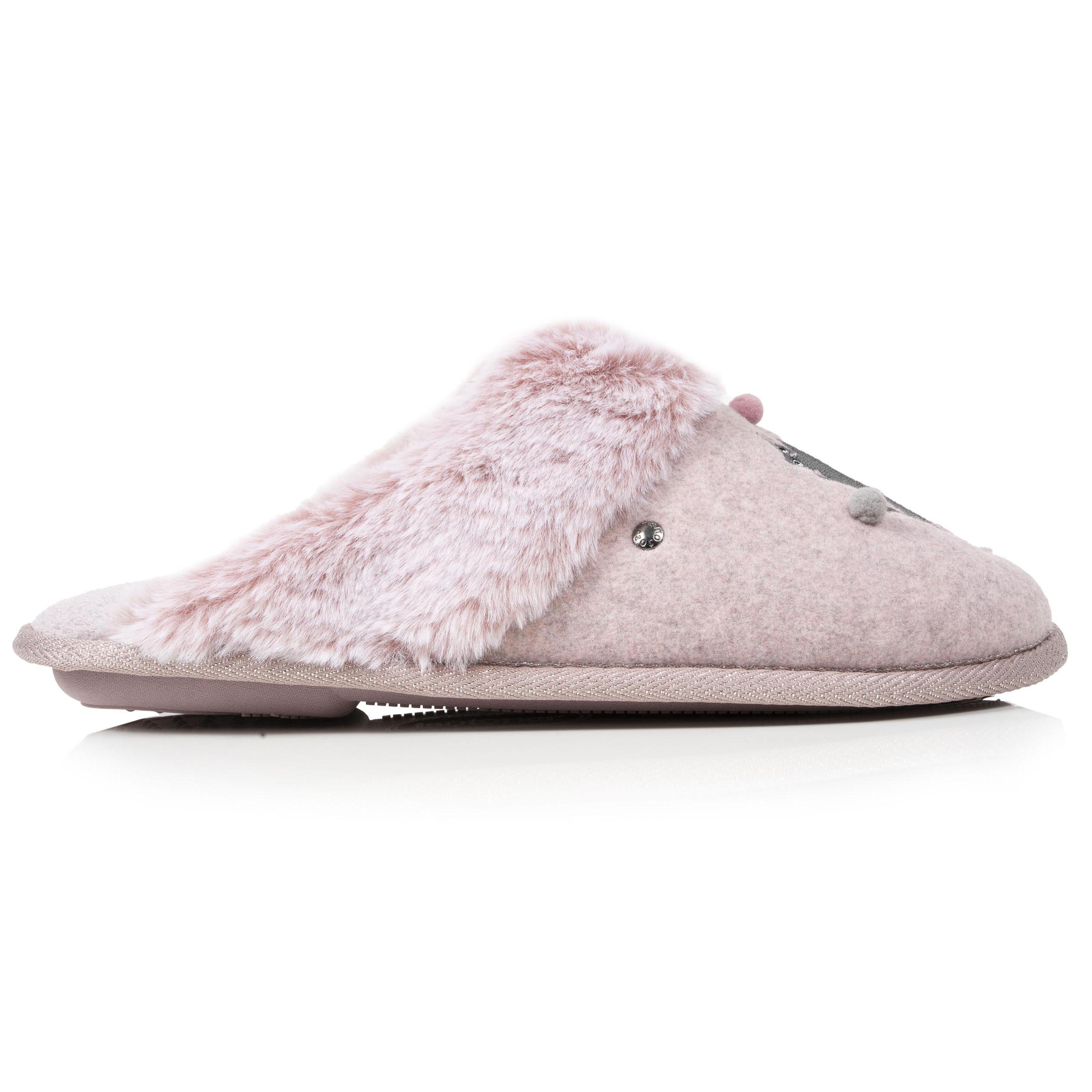 isotoner-chaussons-mules-femme-plates-rose-chin-feutrine-confort image 8