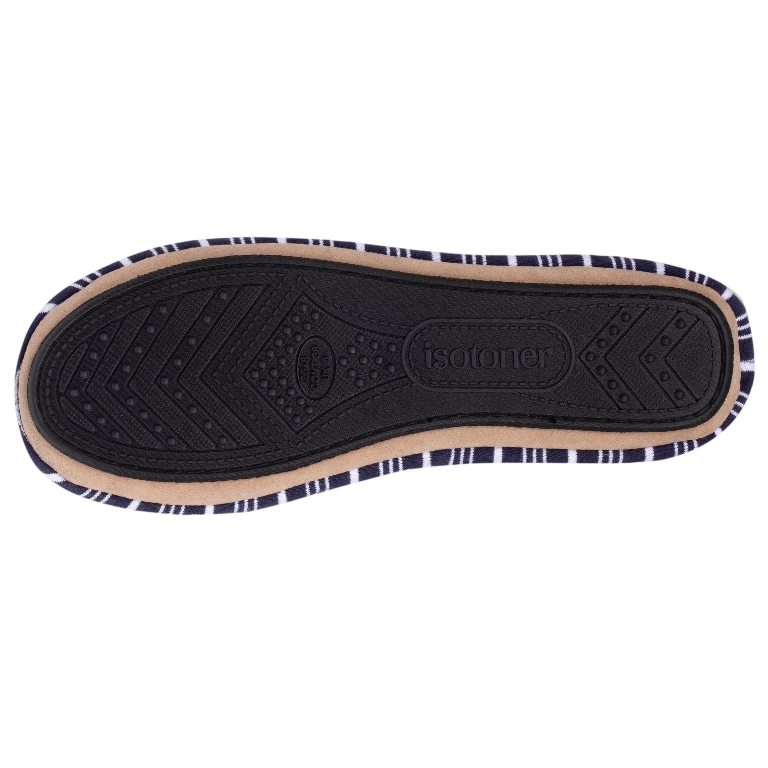 isotoner-chaussons-ballerines-femme-rayures-marines-coton-bio image 5