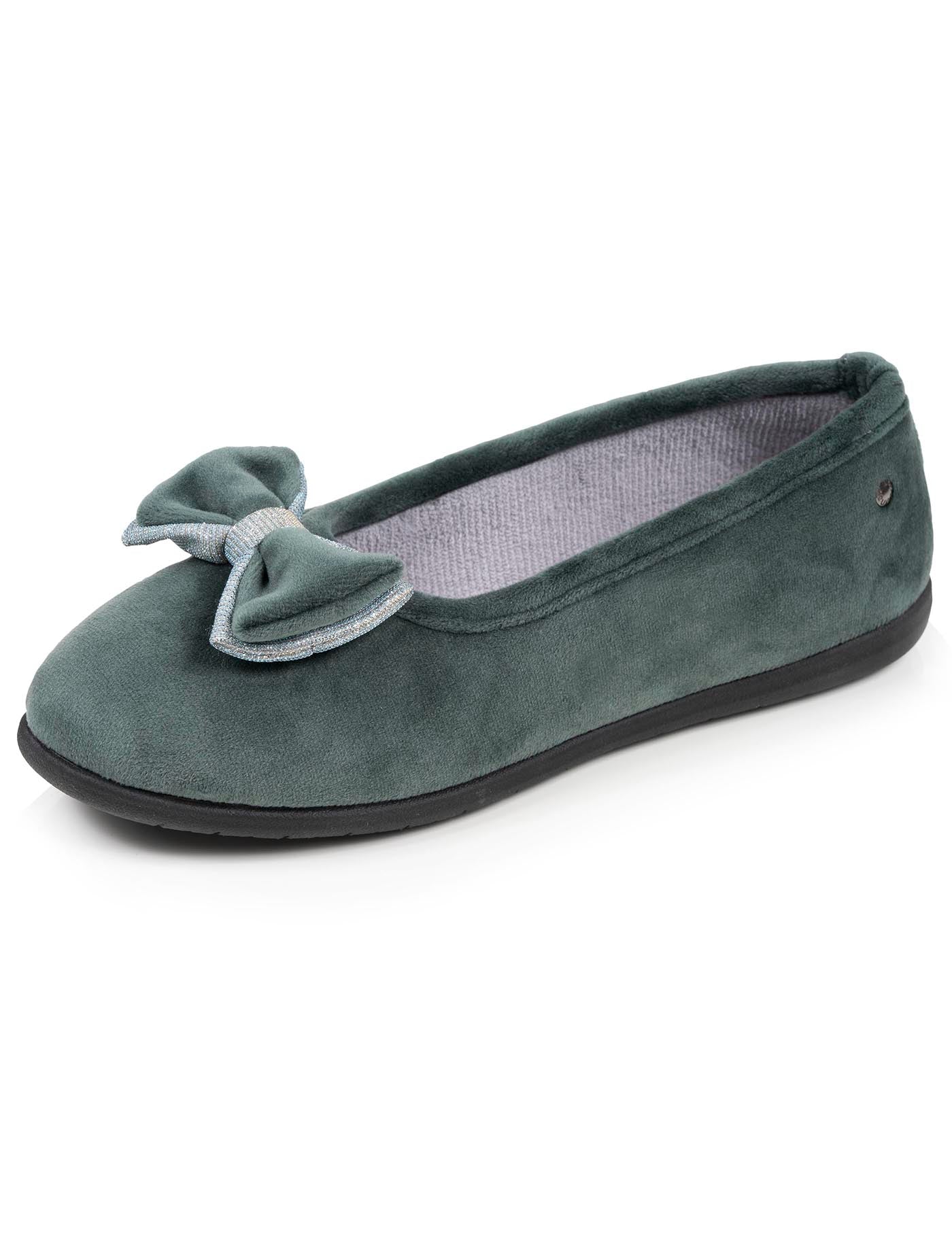 isotoner-chaussons-ballerines-femme-sauge-n-ud-iris image 6