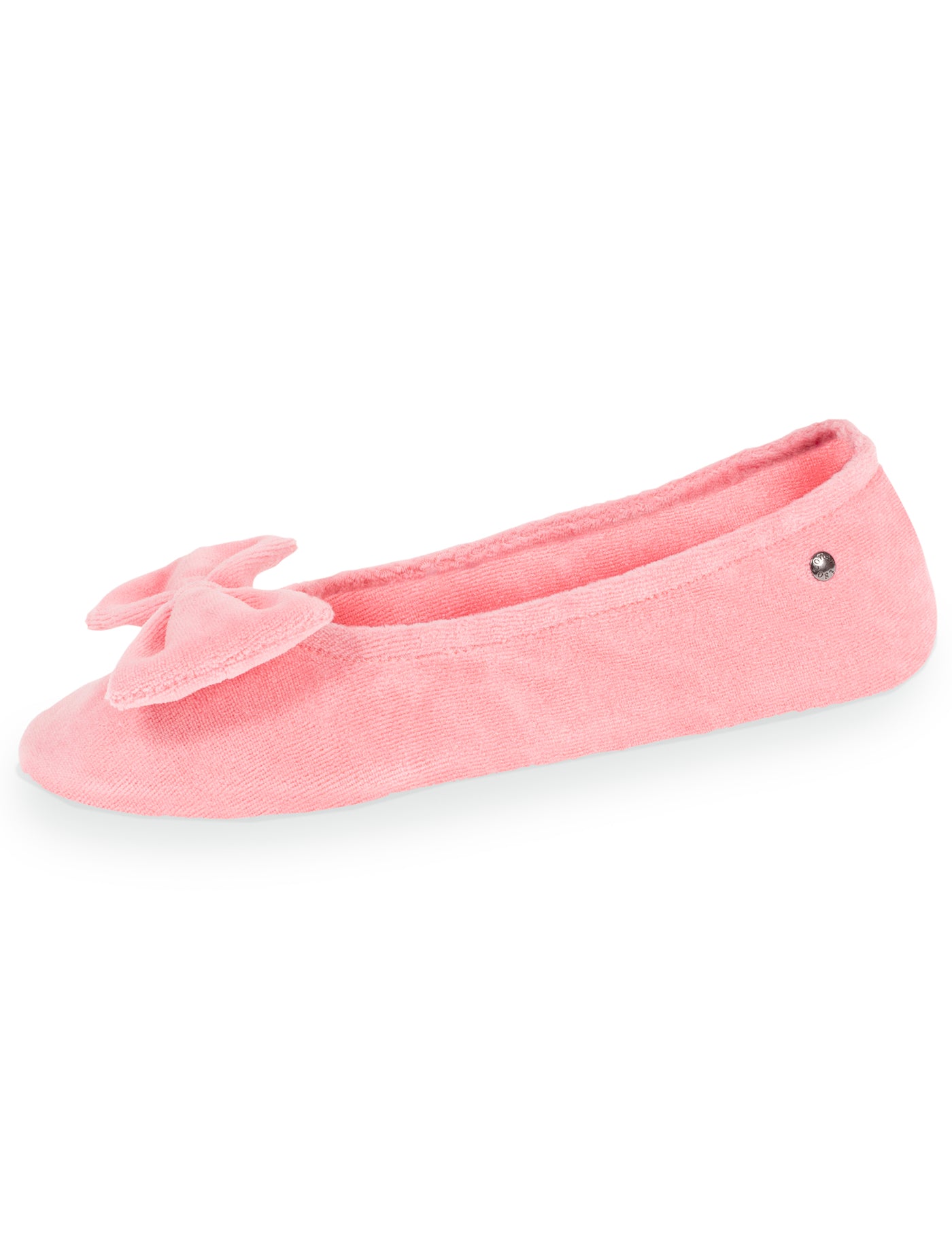 isotoner-chaussons-ballerines-femme-grand-n-ud-corail-velours-bio image 6
