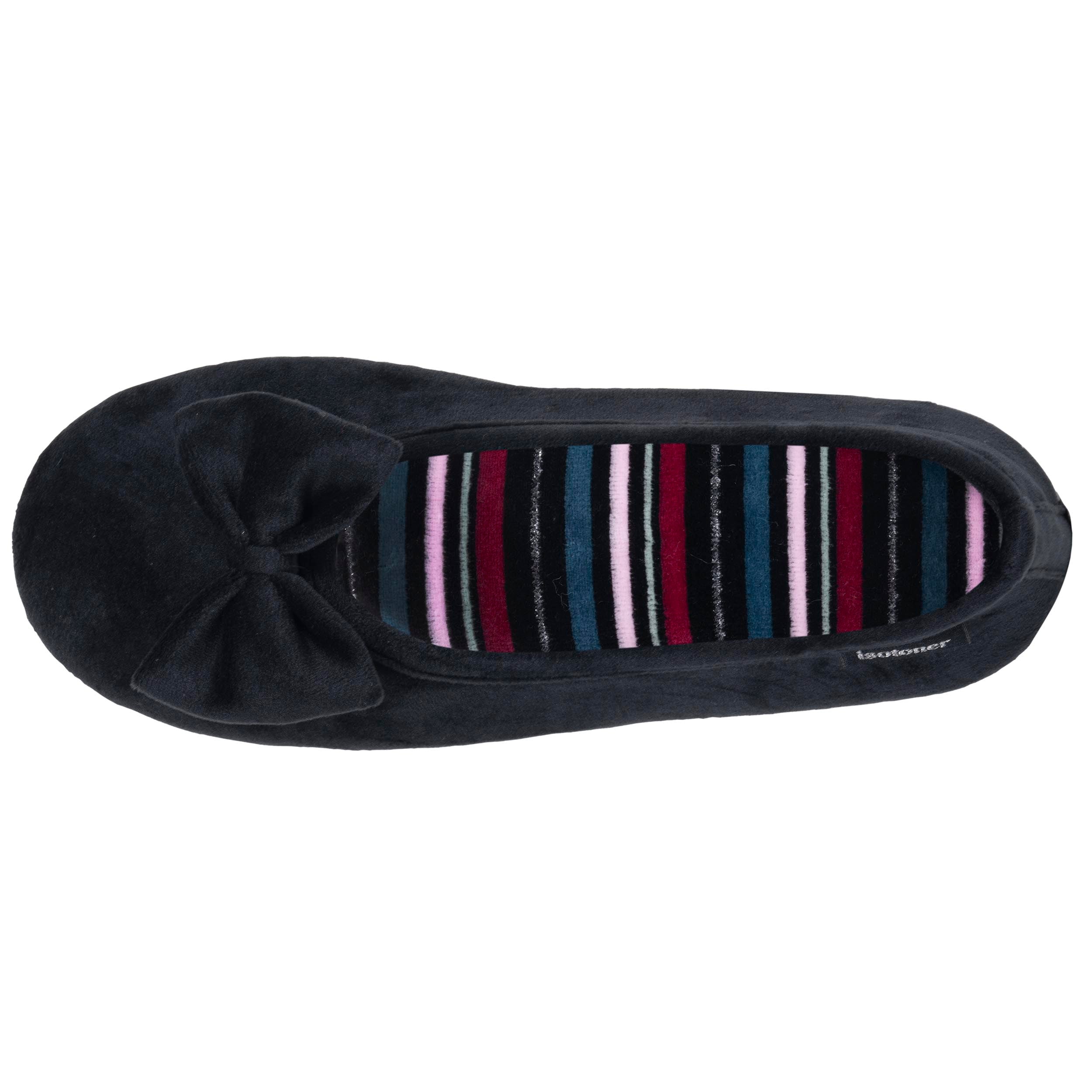 isotoner-chaussons-ballerines-femme-noir-rayures-m-moire-de-forme image 3
