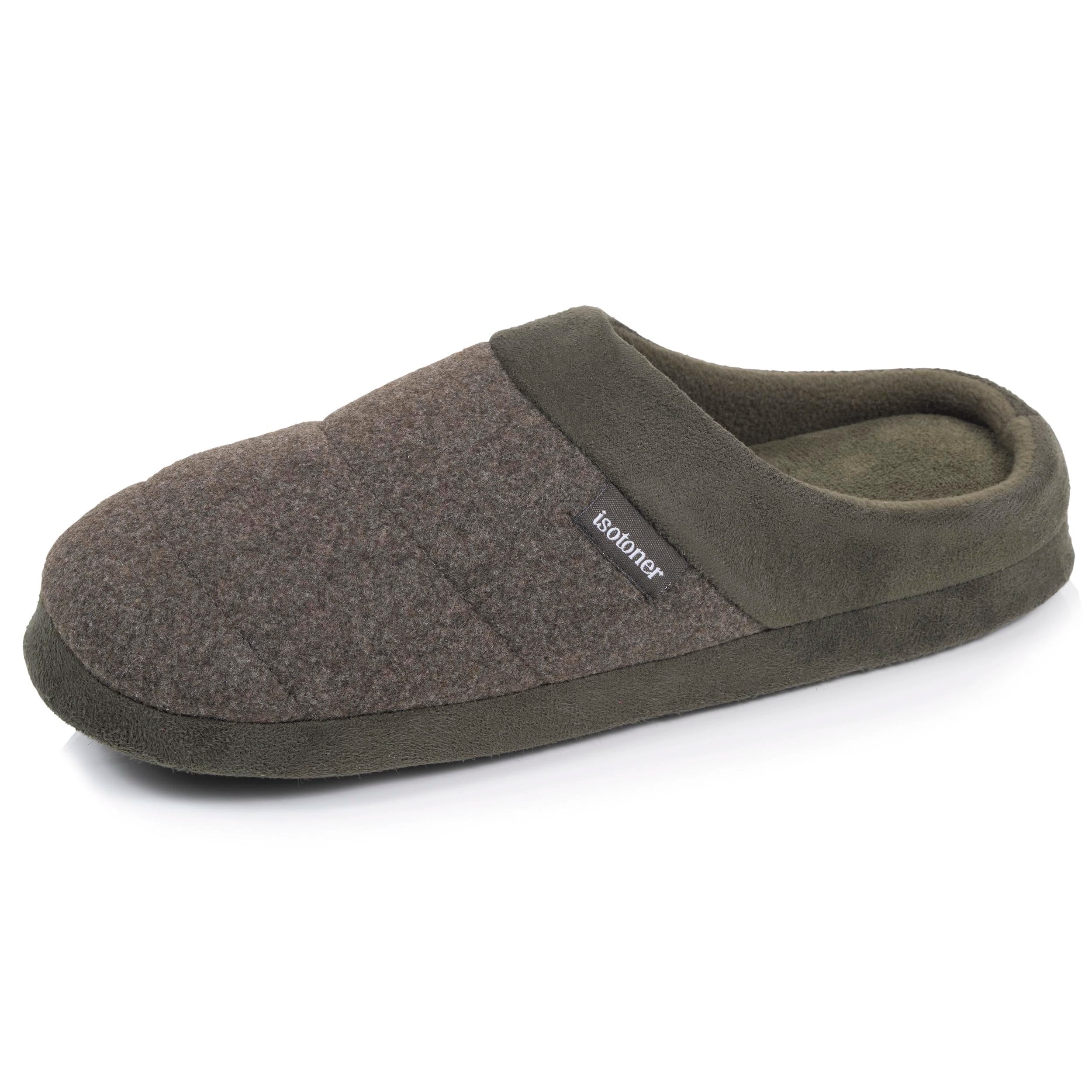 isotoner-chaussons-mules-homme-polaire-kaki-chin image 1