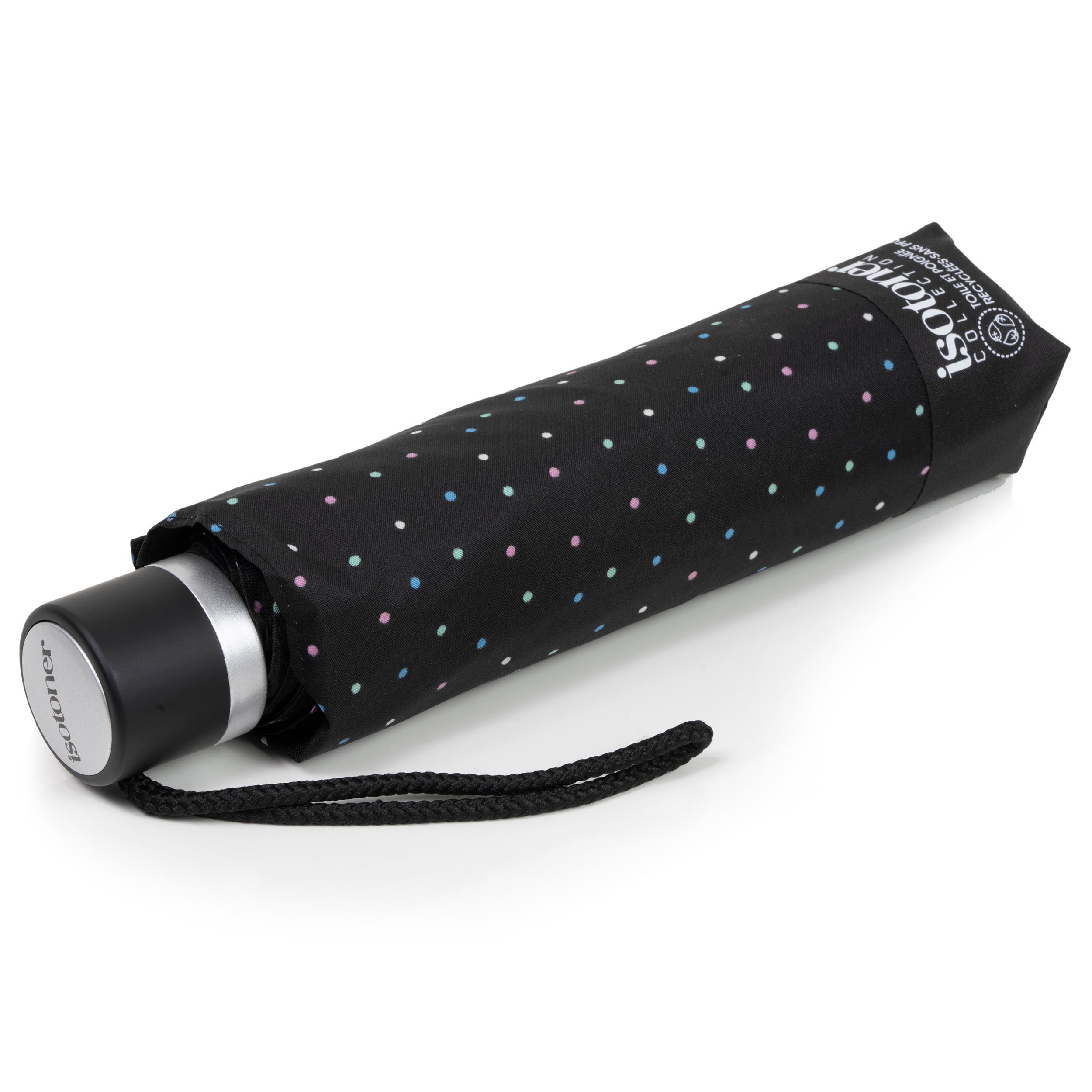 isotoner-parapluie-petit-prix-mini-pois-noir-23-cm image 1