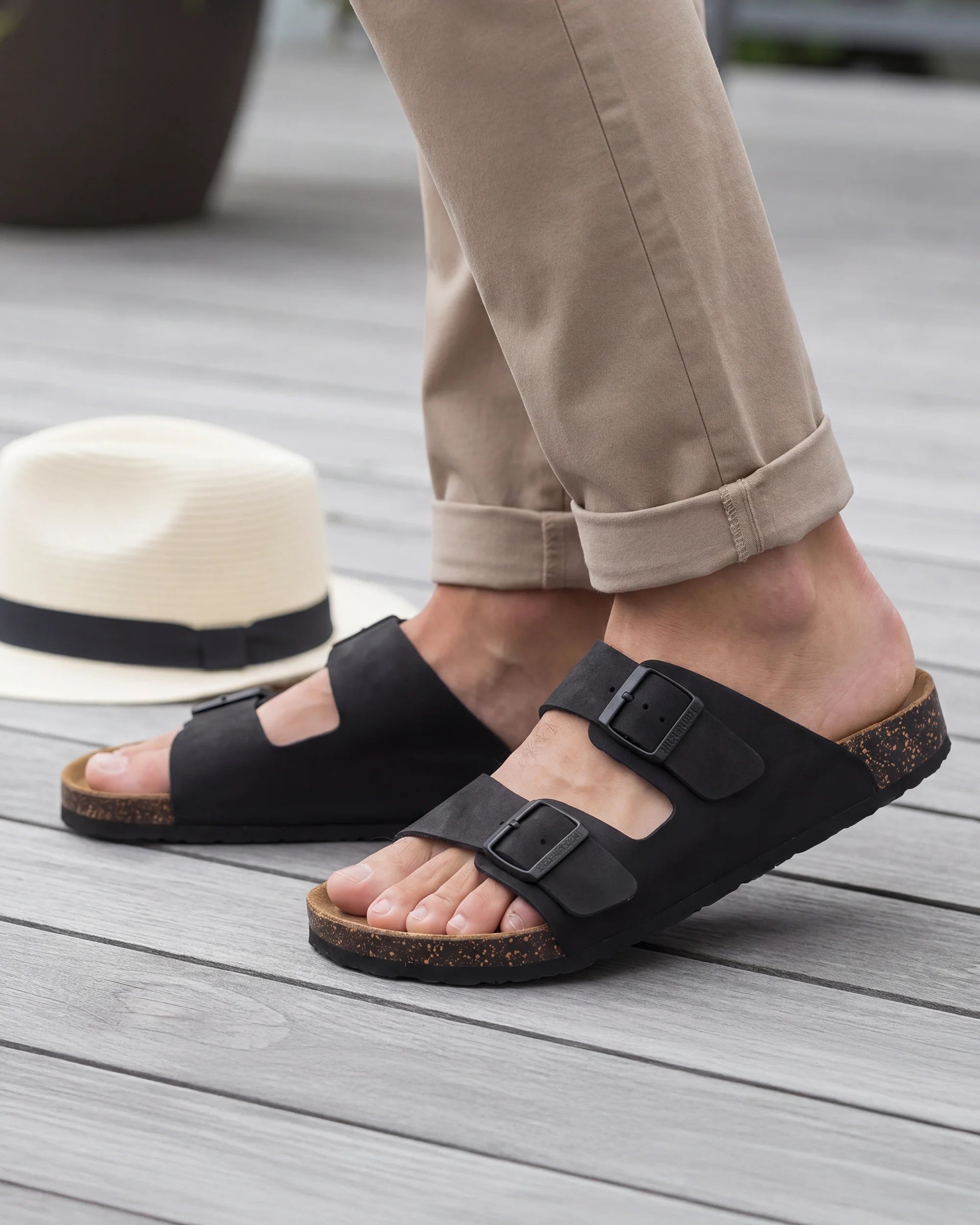 isotoner-mules-sandales-homme-double-bride-noir-everywear image 2