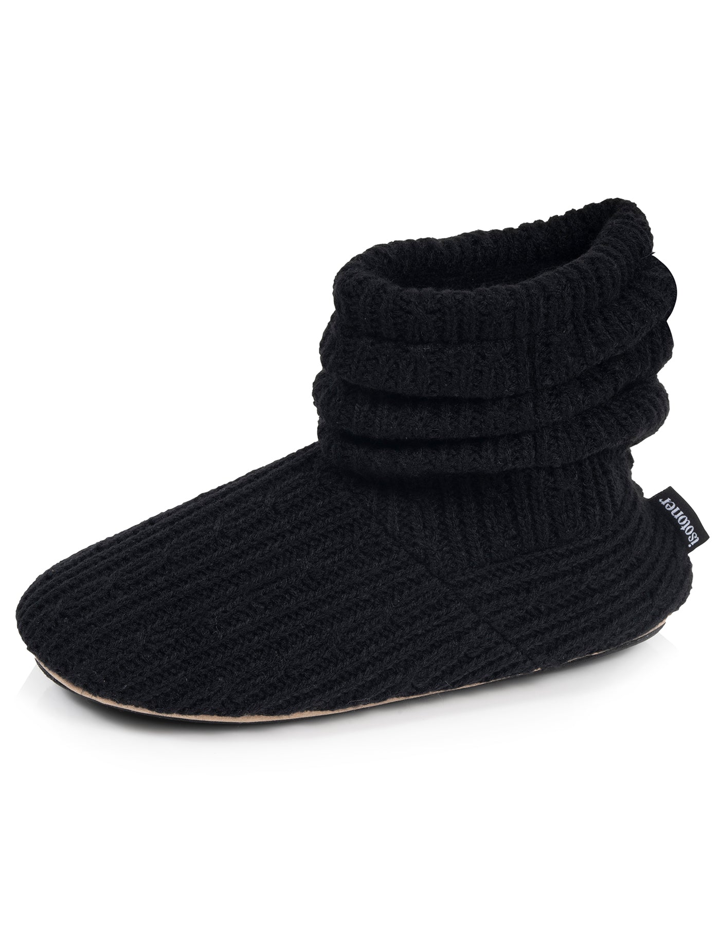 isotoner-chaussons-bottillons-tricot-femme-noir image 6