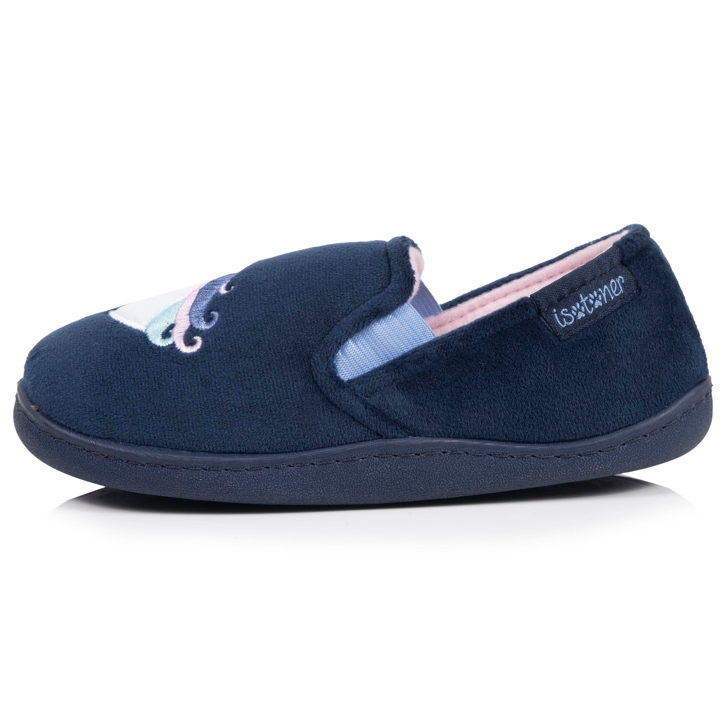 isotoner-chaussons-mocassins-enfant-marine-fille-microvelours image 3