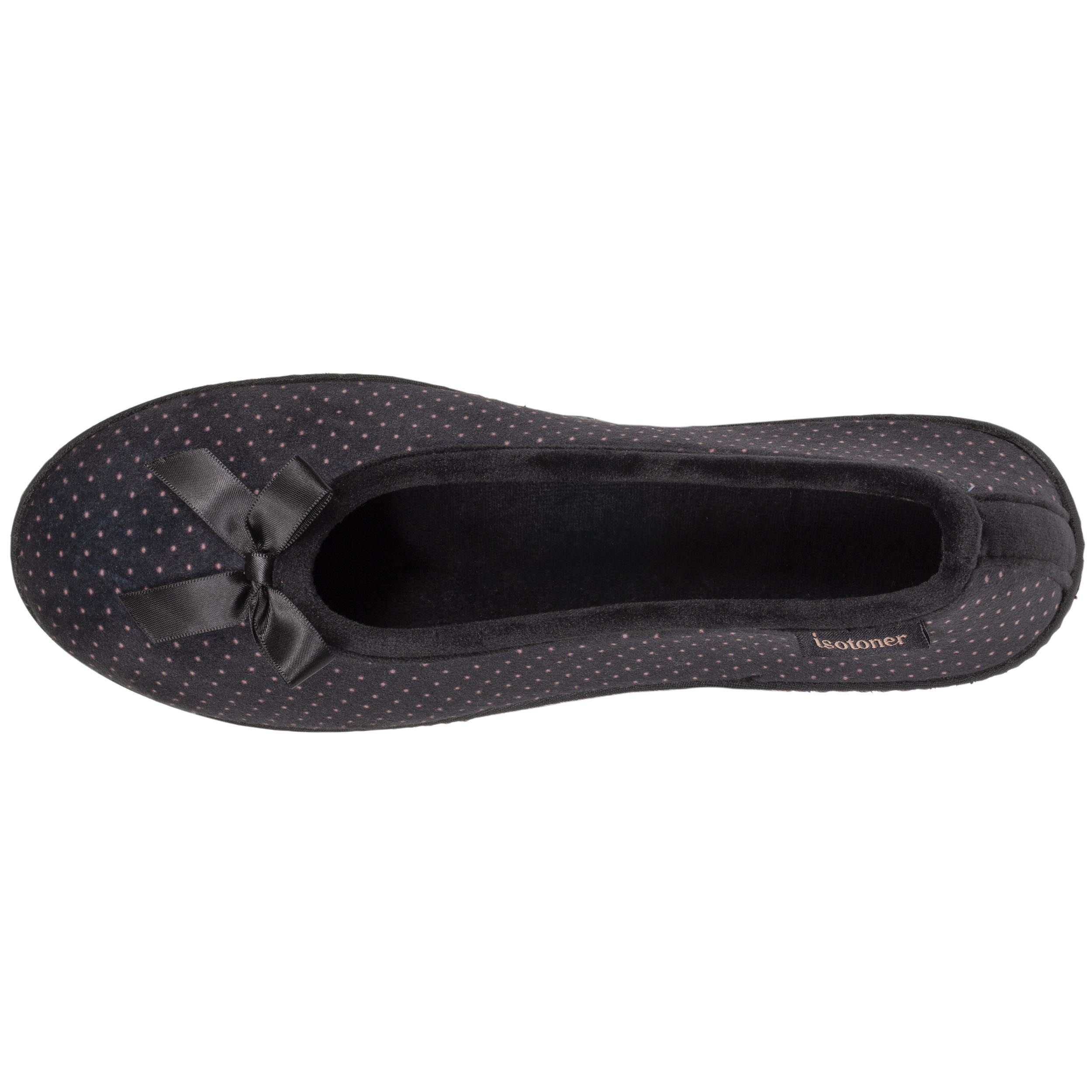 isotoner-chaussons-ballerines-talon-femme-noir-pois image 2