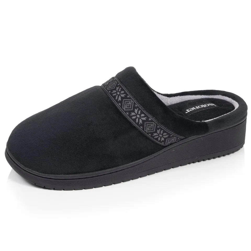 isotoner-chaussons-mules-femme-talon-3-7-cm-noir image 1