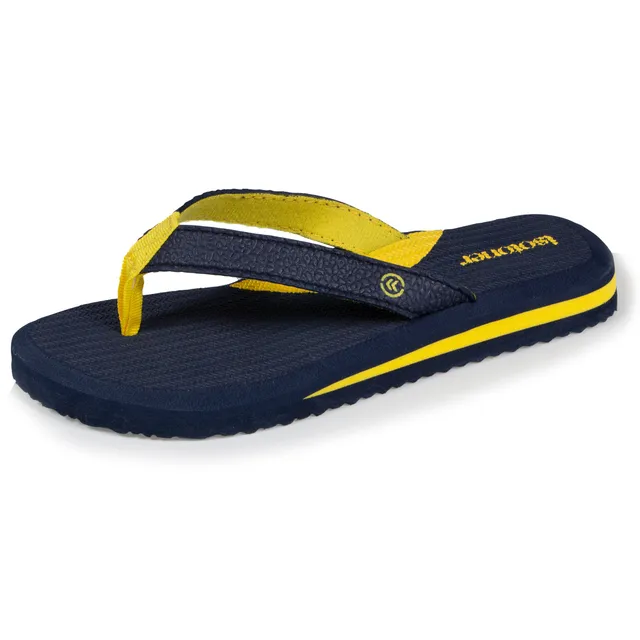 isotoner-tongs-enfant-confort-marine-jaune-yoga image 1