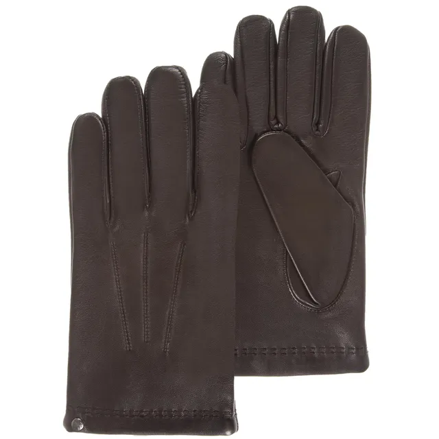 isotoner-gants-homme-cuir-cachemire-soie-marron image 1
