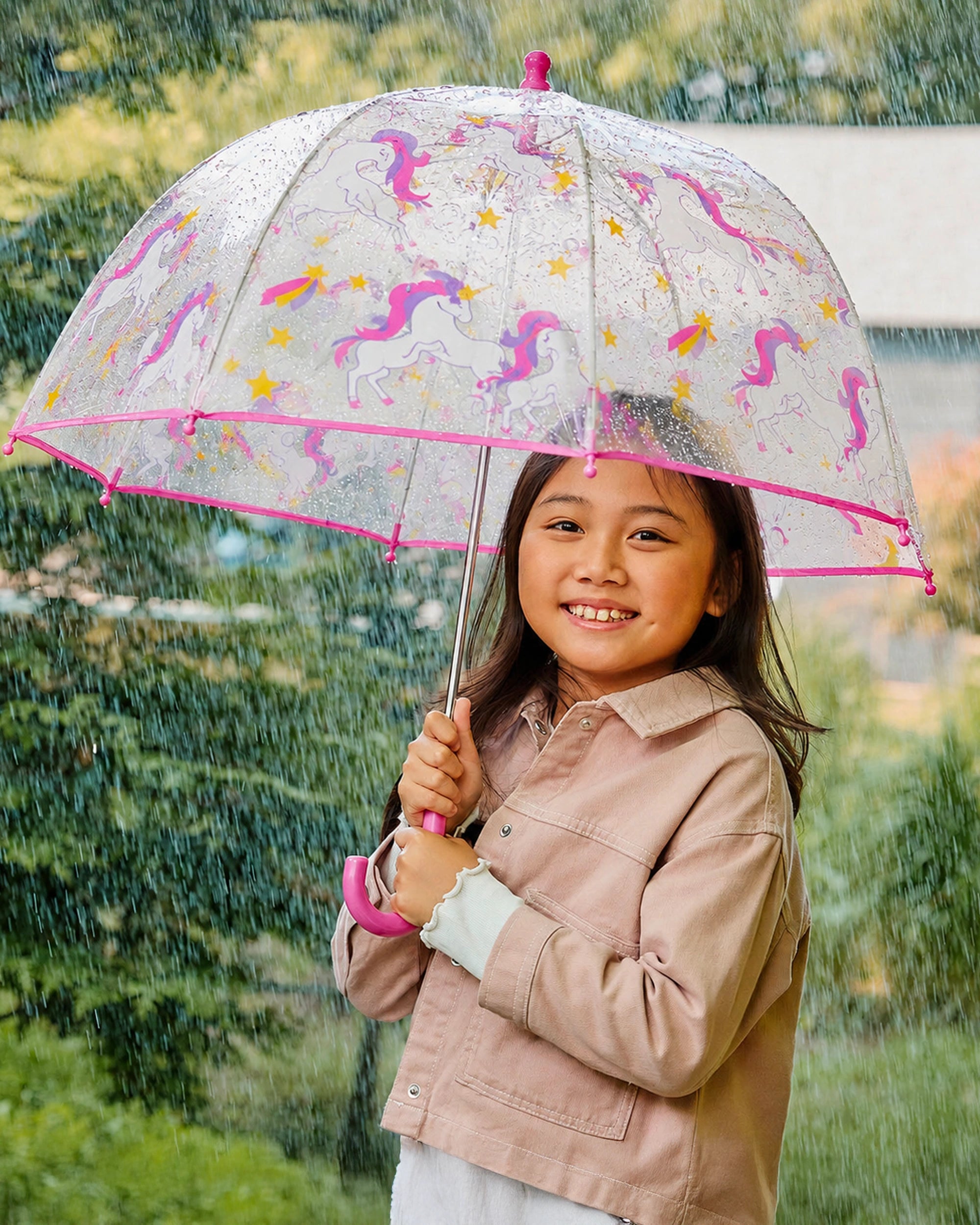 isotoner-parapluie-enfant-cloche-transparent-licorne-toile image 2