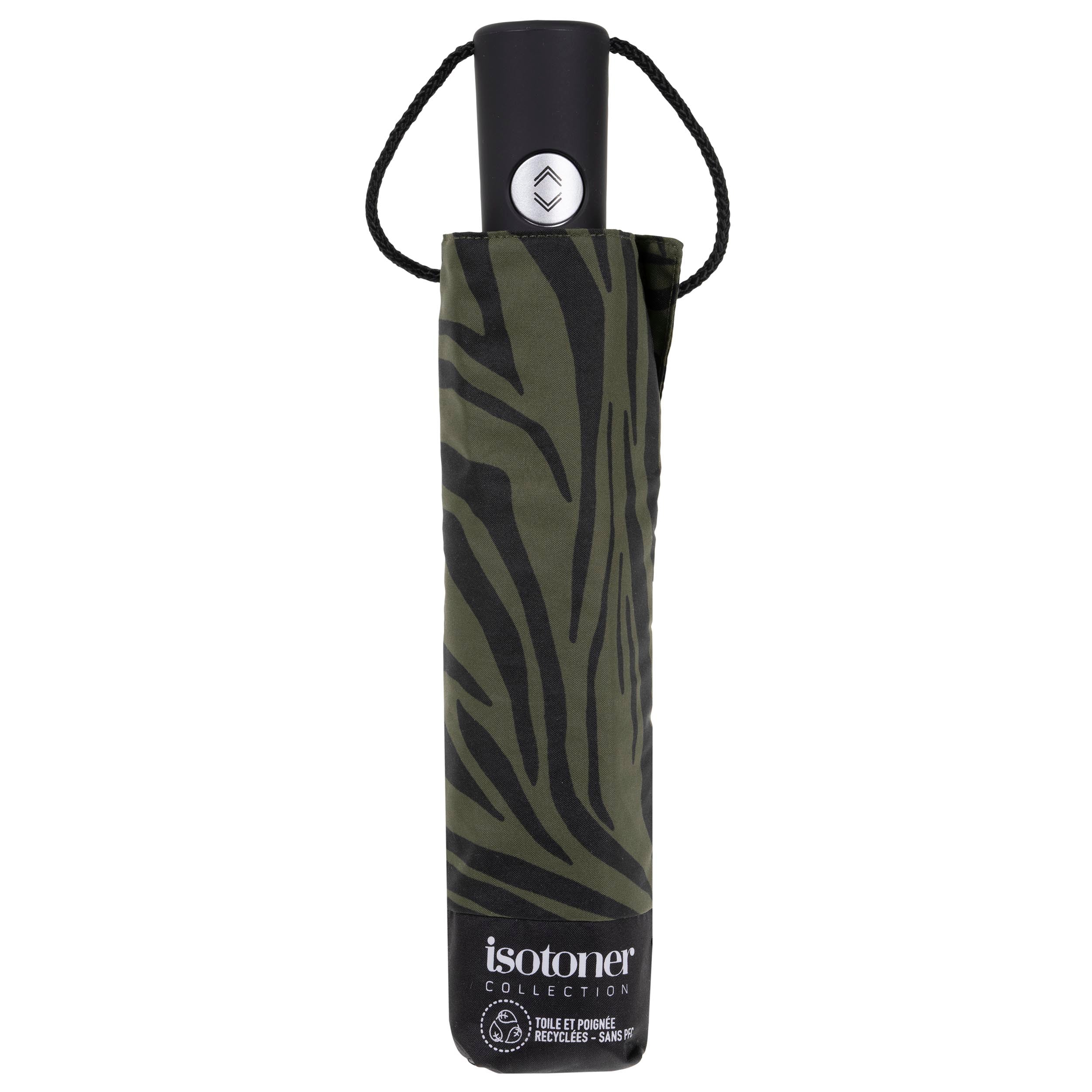 isotoner-parapluie-auto-z-bre-kaki-ouverture-automatique image 3