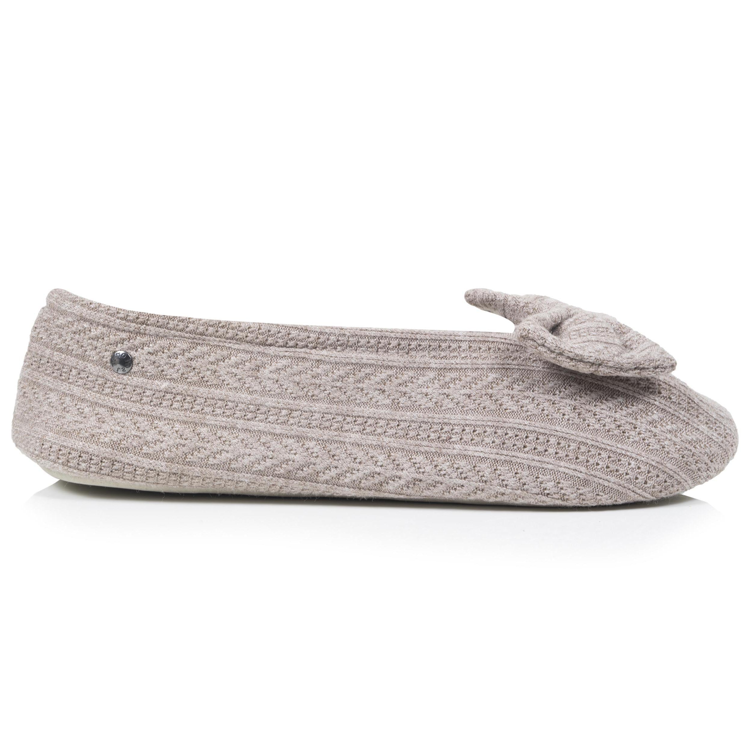 isotoner-chaussons-ballerines-femme-grand-n-ud-taupe image 8
