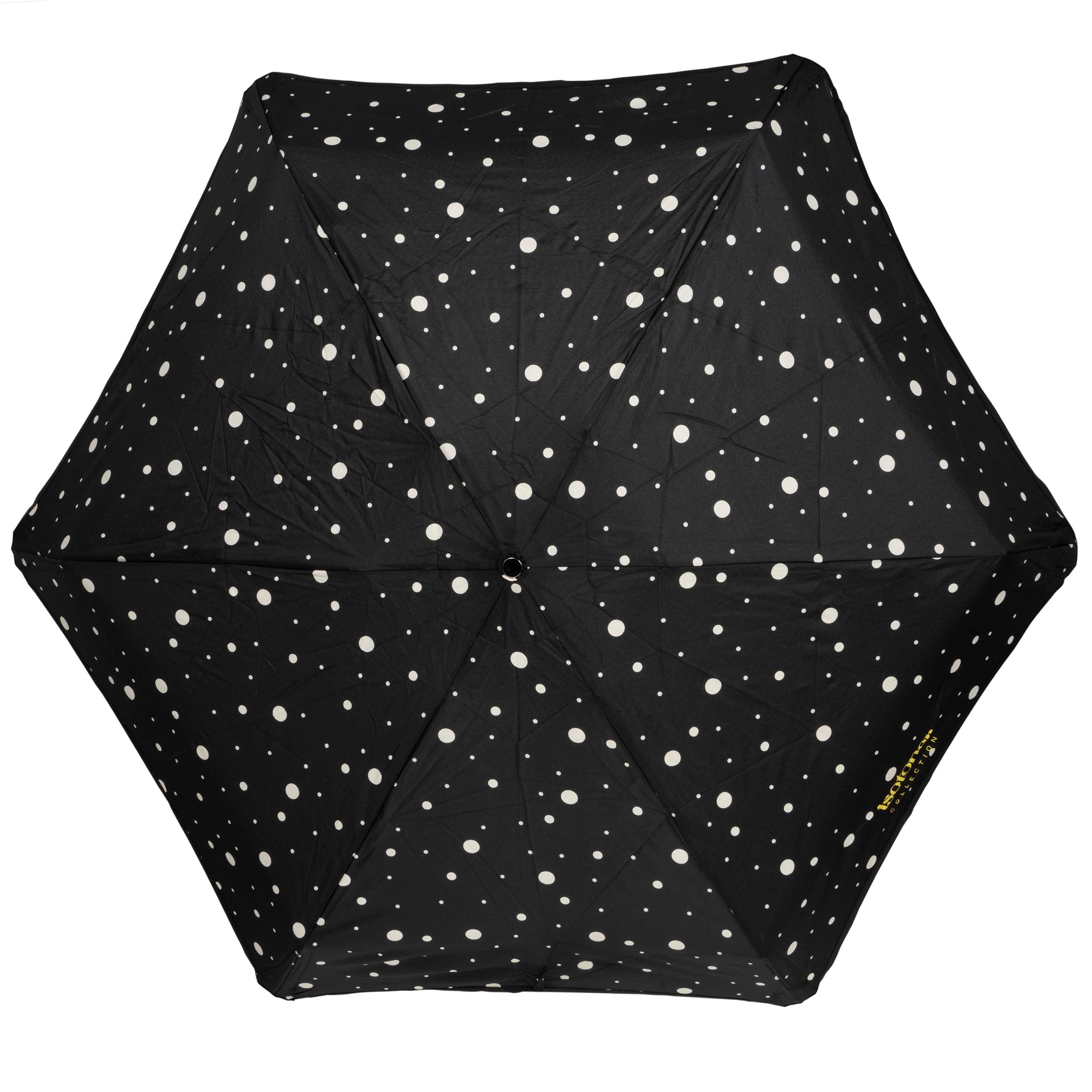isotoner-parapluie-mini-auto-pois-noir-jaune image 3