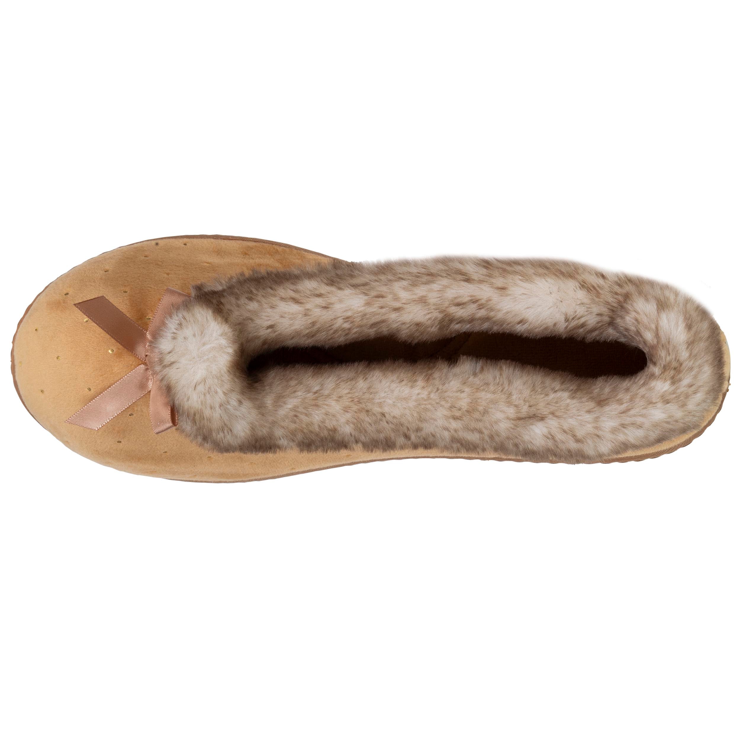 isotoner-chaussons-ballerines-femme-camel-brillants-m-moire-de-forme image 3