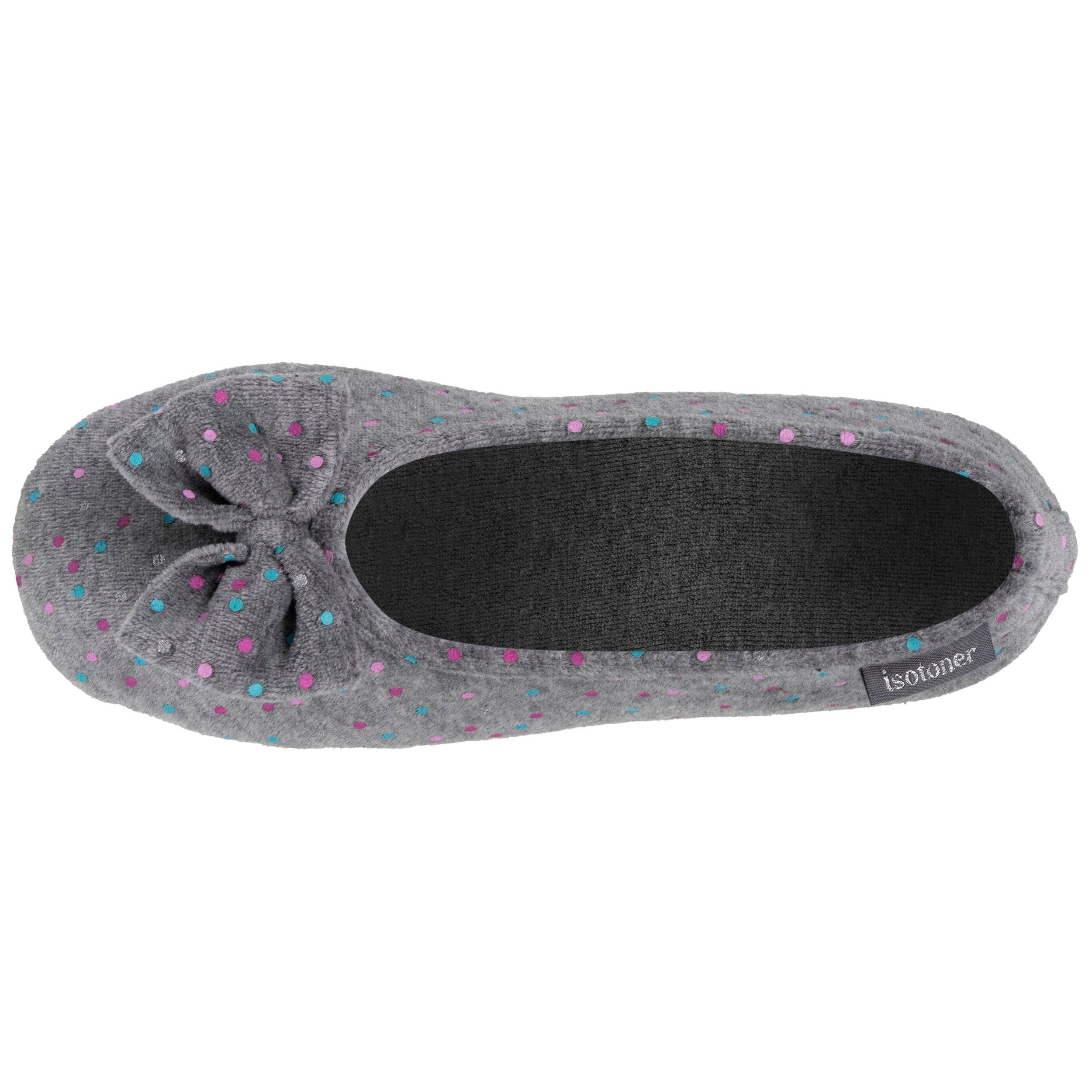 isotoner-chaussons-ballerines-femme-pois-gris-m-moire-de-forme image 3