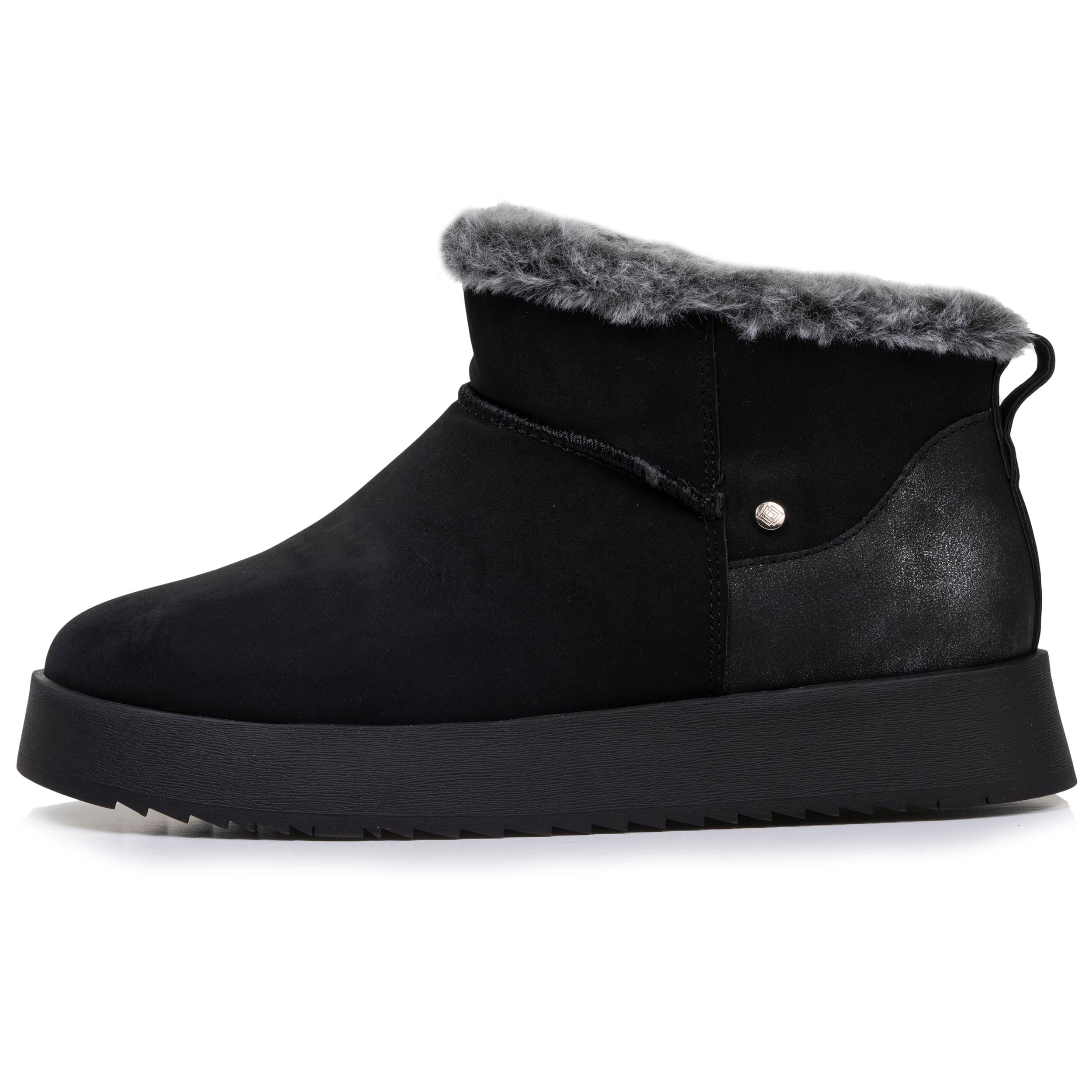 isotoner-bottines-basses-femme-imitation-fourrure-noir-plateforme image 3