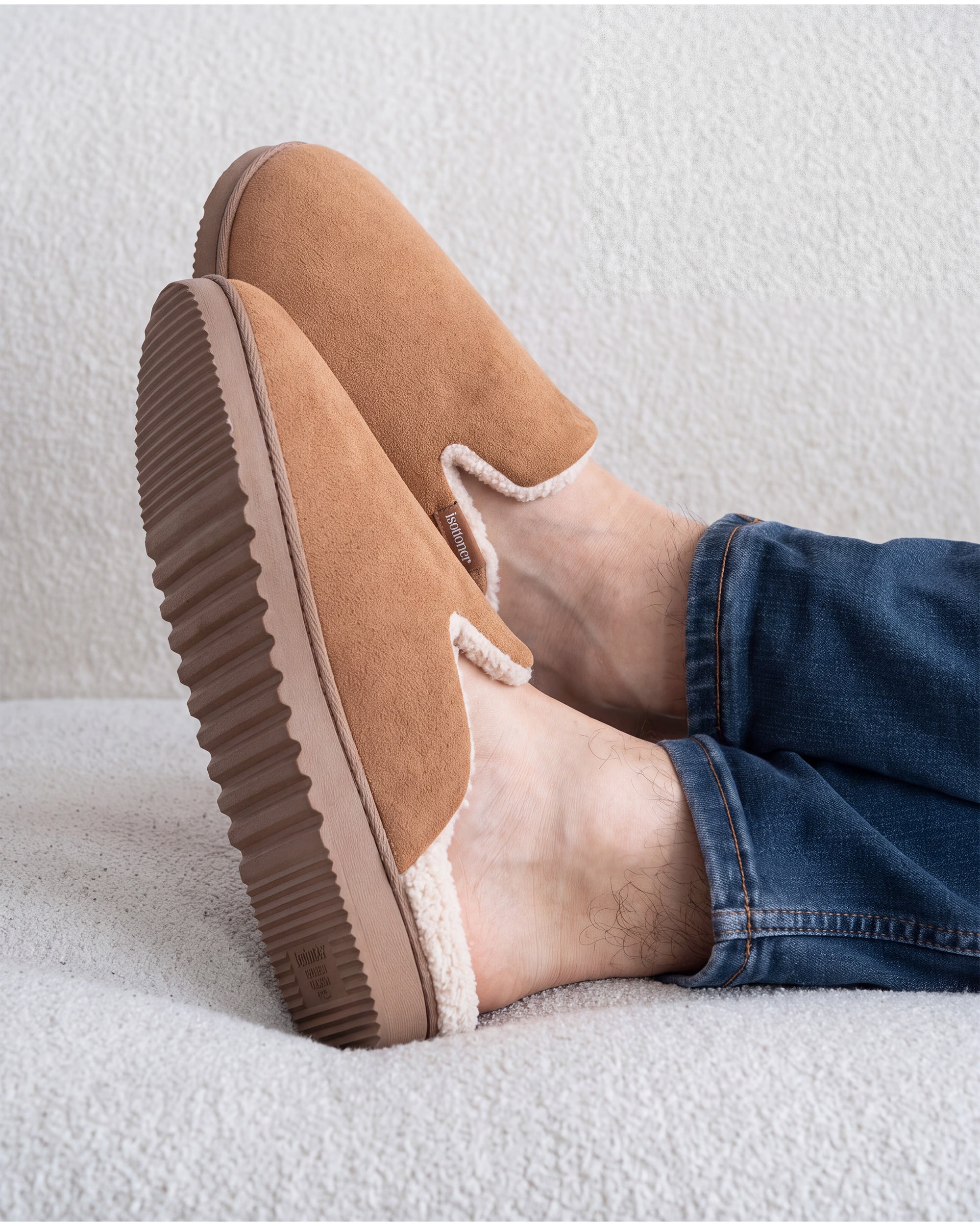 isotoner-chaussons-mules-homme-camel-sherpa image 2