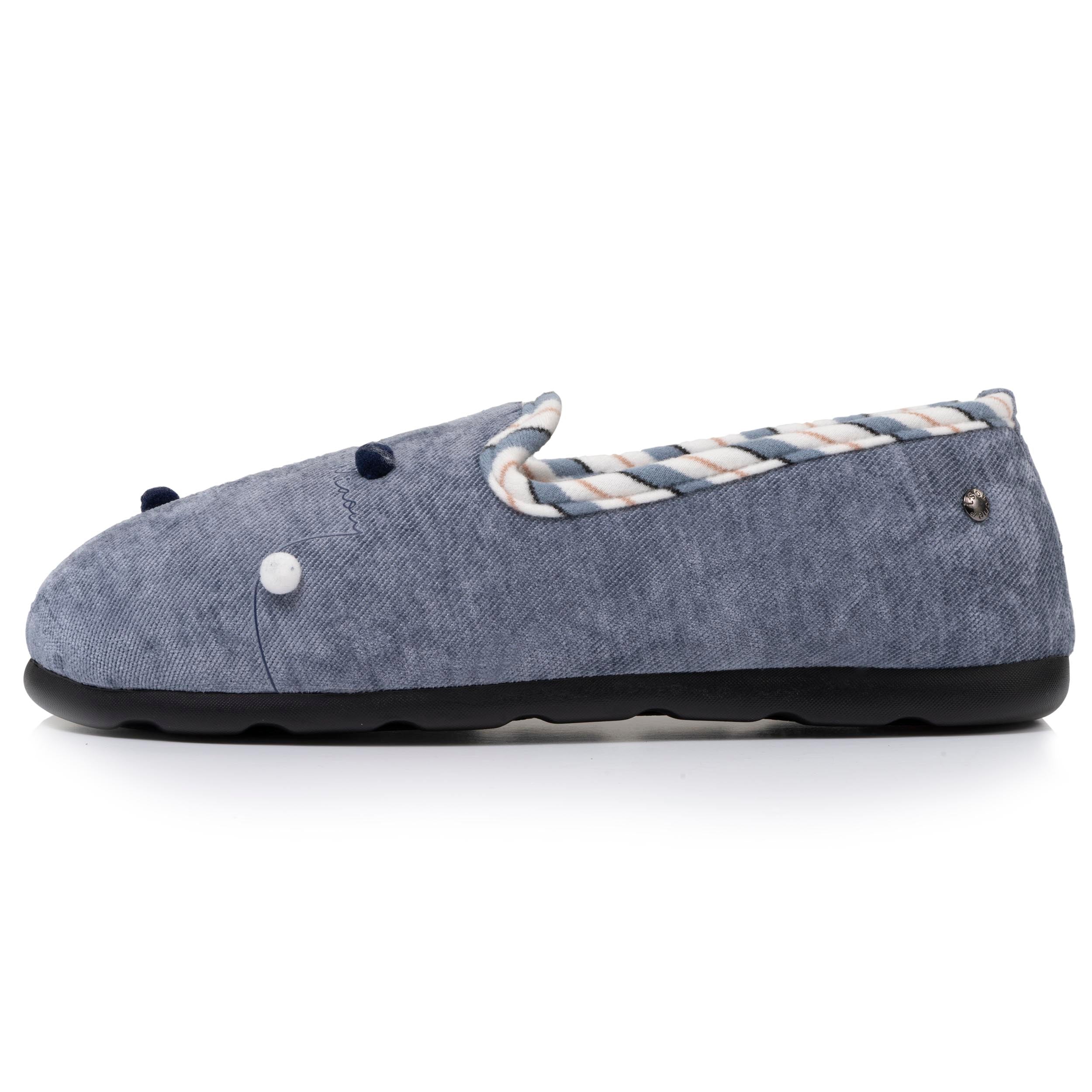 isotoner-chaussons-slippers-femme-bleu-denim-chat image 4