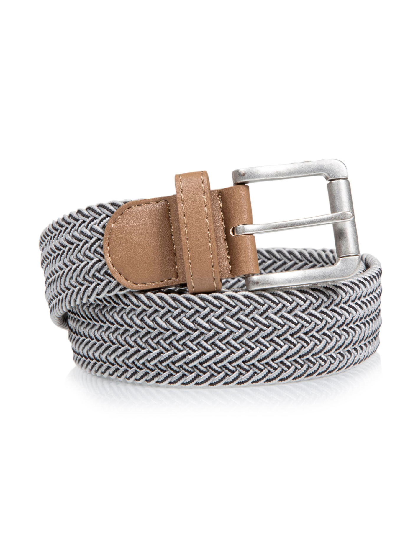 isotoner-ceinture-homme-tress-e-bicolore-gris-chin-3-5-cm image 6