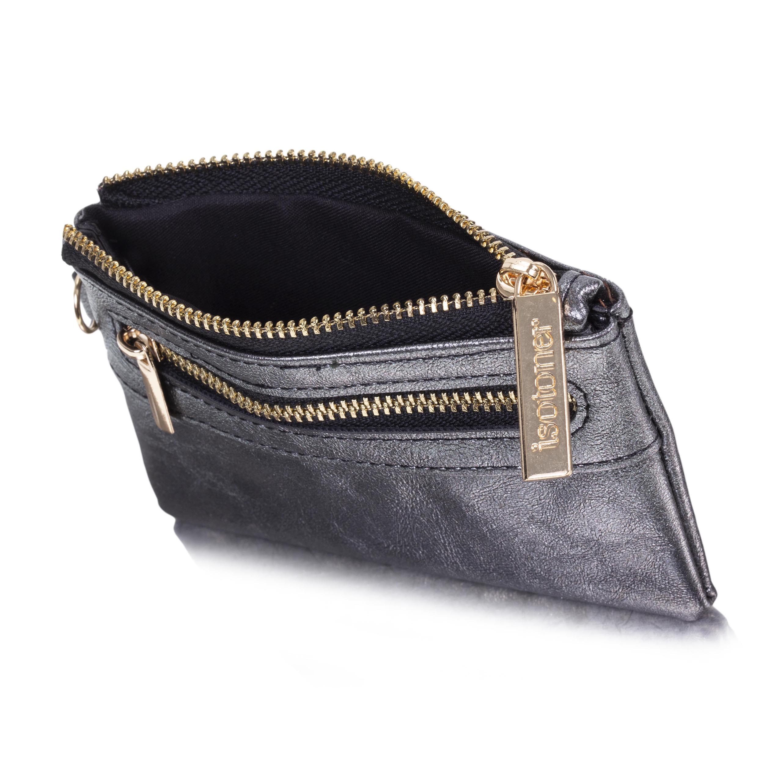 isotoner-porte-monnaie-femme-zipp-noir-anti-rfid-12-x-8-5-cm image 2