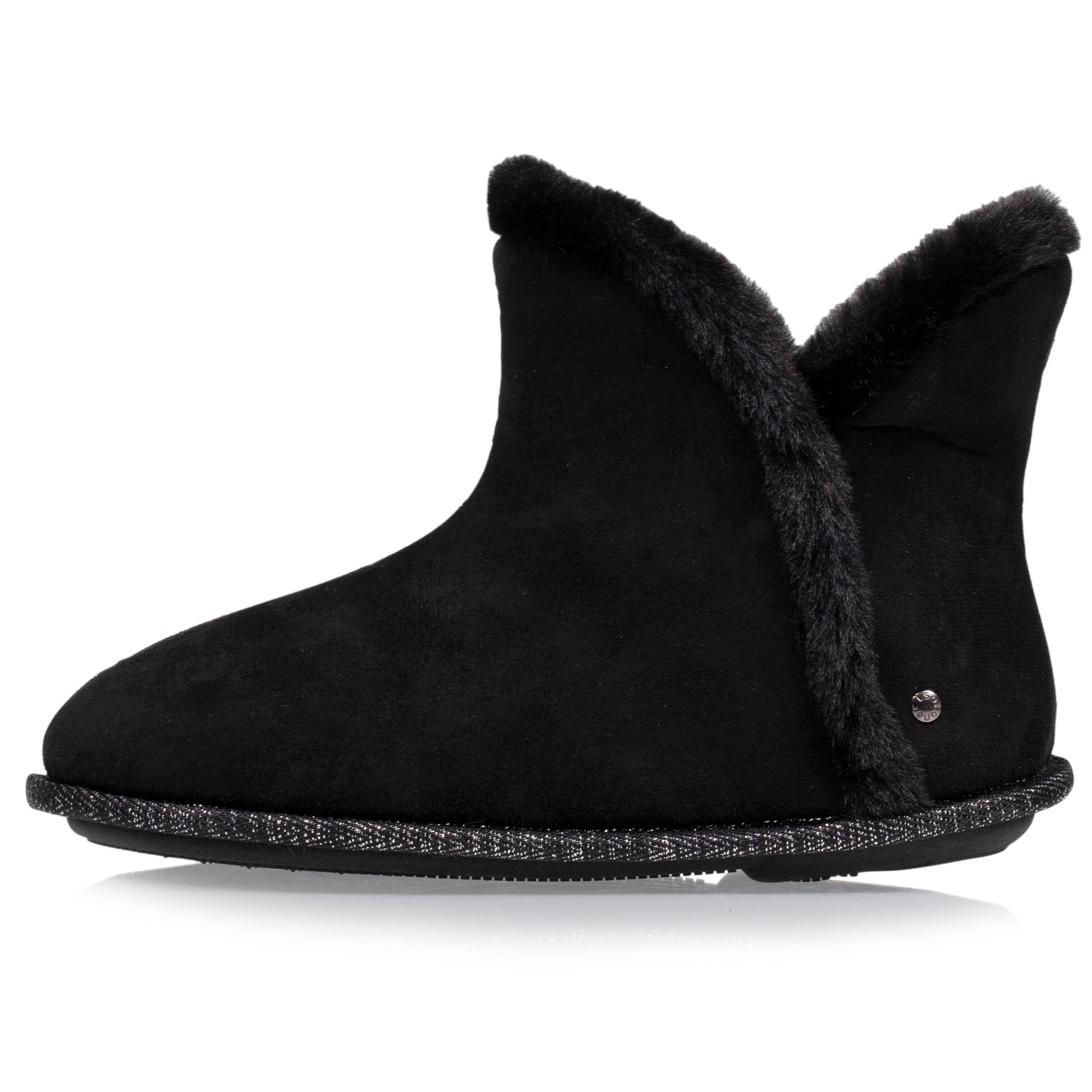 isotoner-chaussons-bottillons-femme-su-dine-noir-liser-fourrure image 3