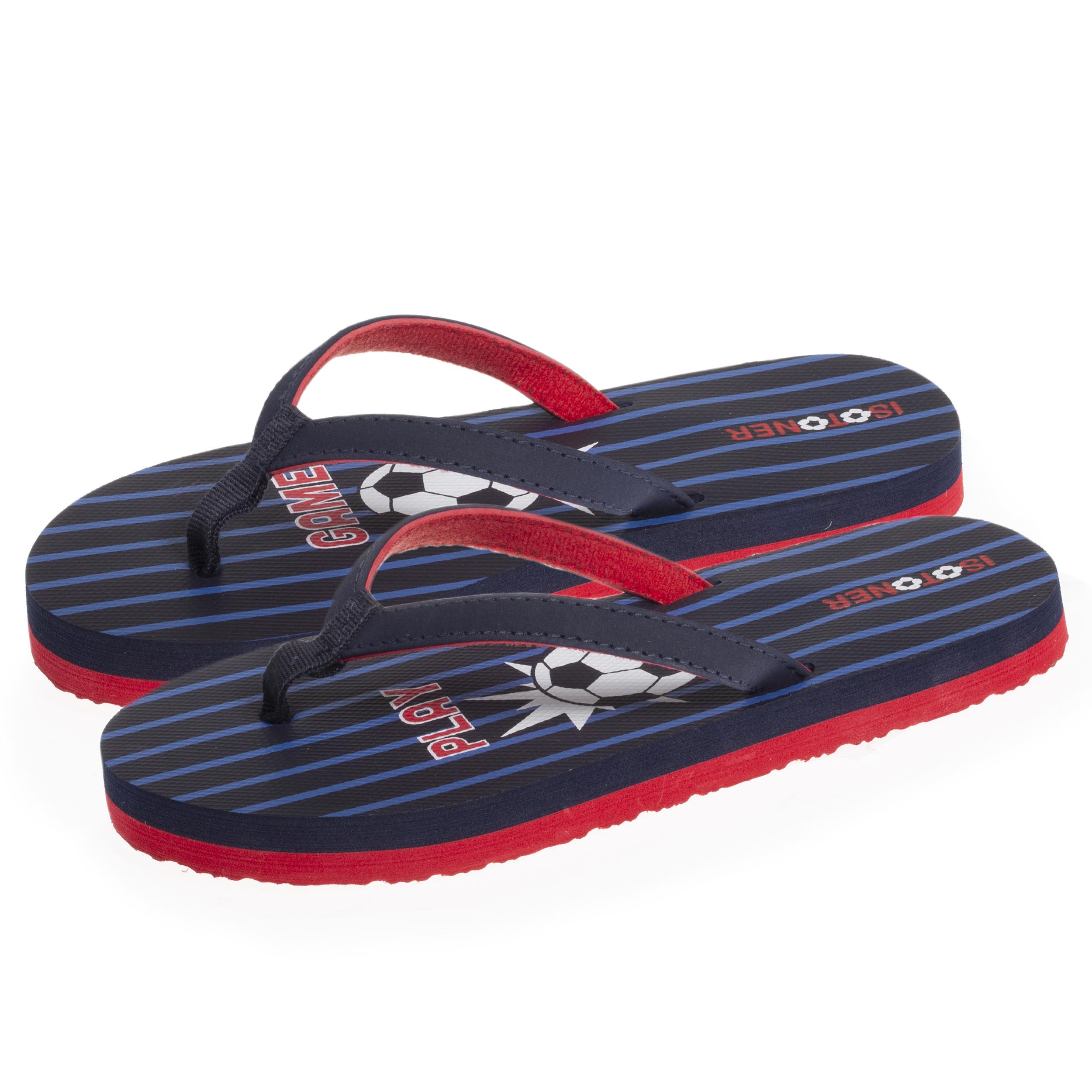 isotoner-tongs-enfant-football-marine-semelle-moelleuse image 1