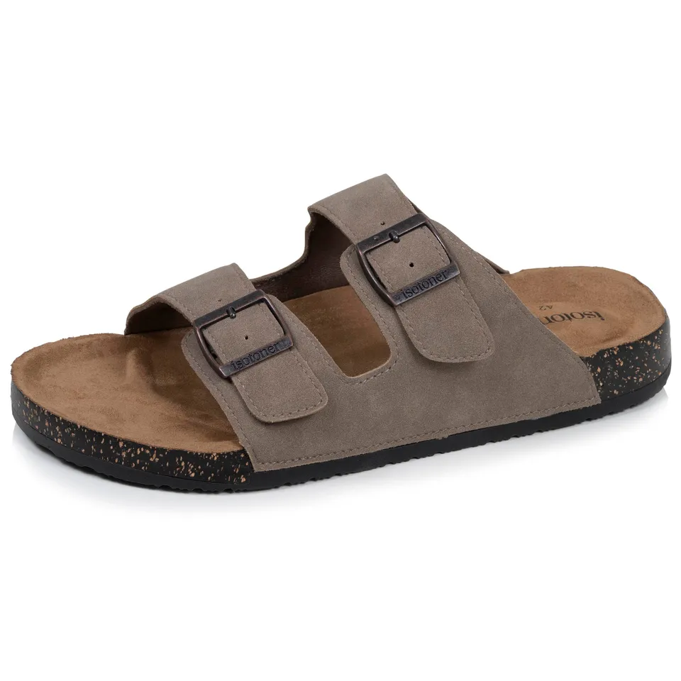 isotoner-mules-sandales-homme-double-bride-taupe-xtra-flex image 1