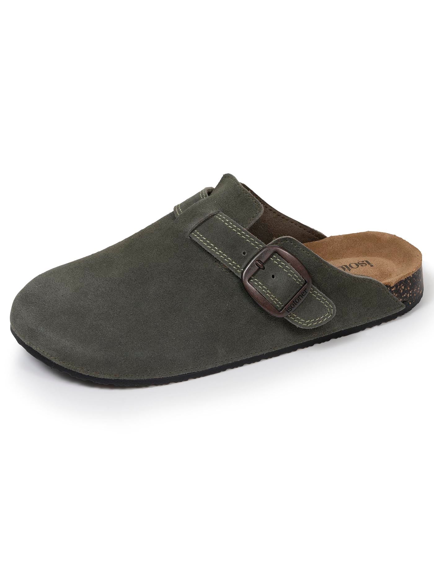 isotoner-sabots-femme-cuir-double-surpiq-res-kaki-xtra-flex image 6