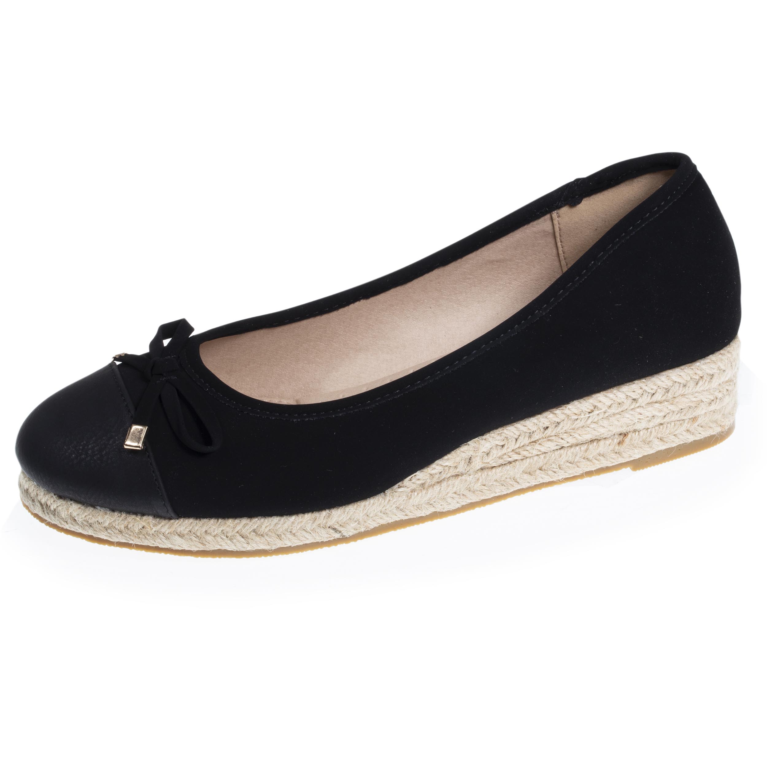 isotoner-ballerines-femme-talon-corde-compens-noir image 1