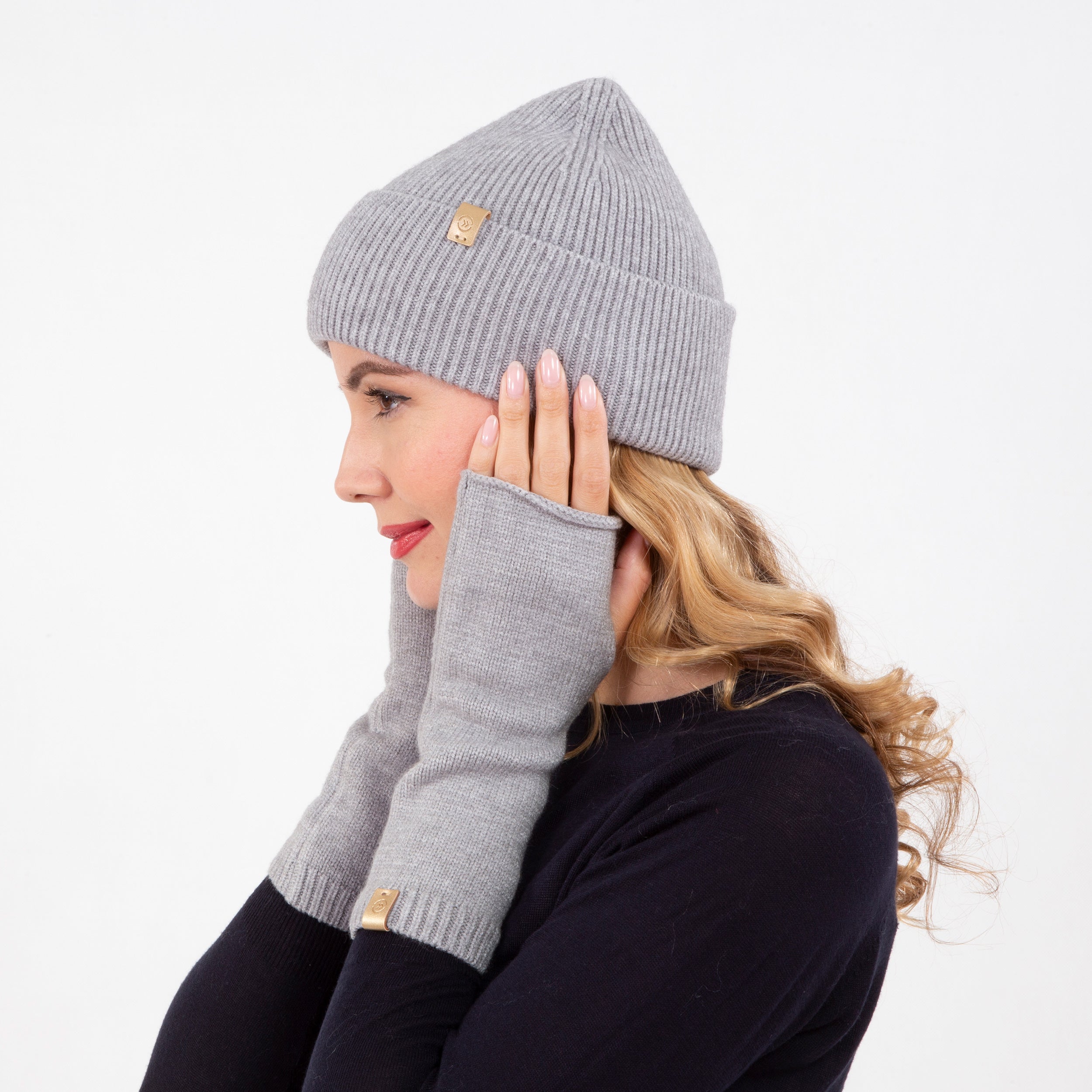 isotoner-mitaines-femme-maille-longues-gris image 2
