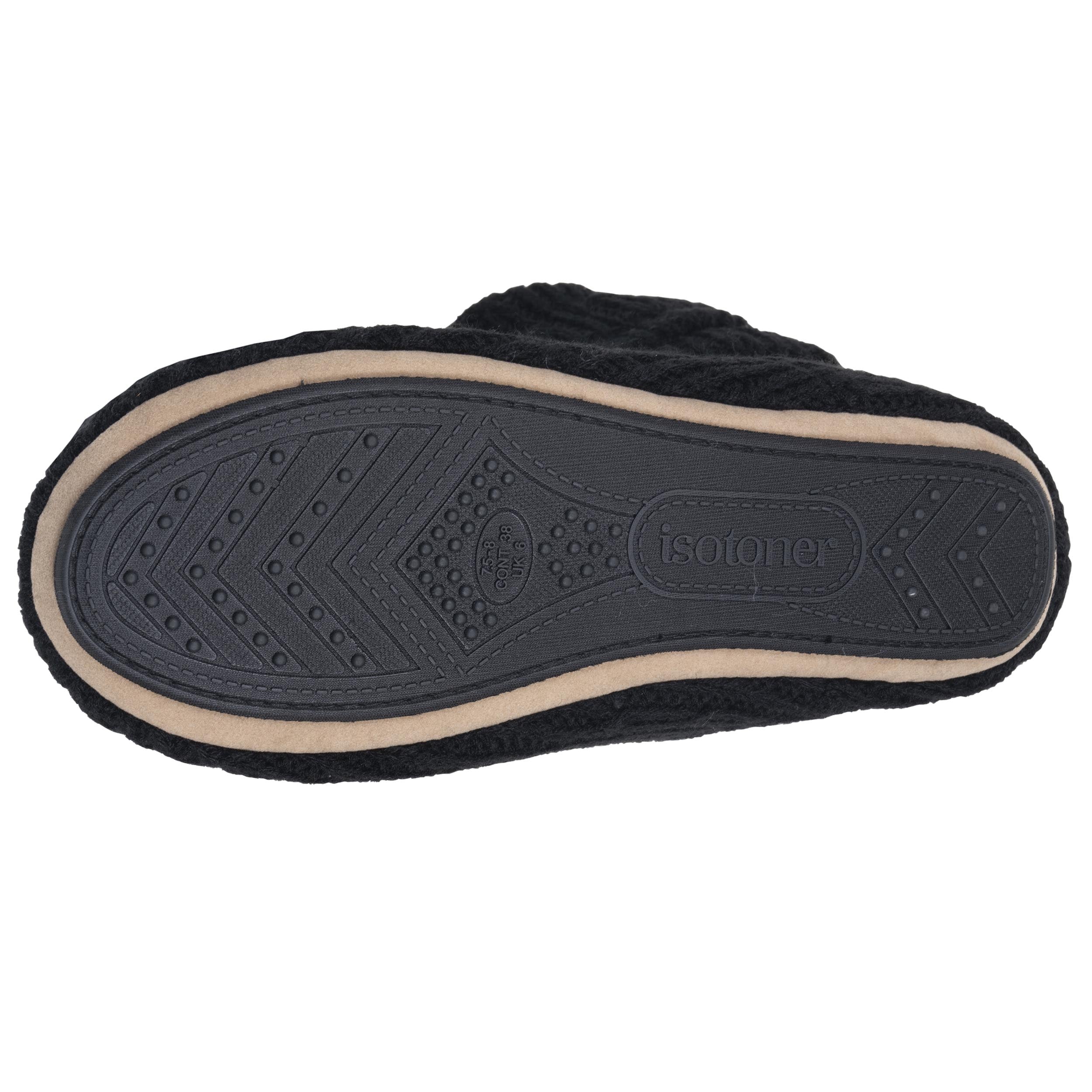 isotoner-chaussons-bottillons-tricot-femme-noir image 5
