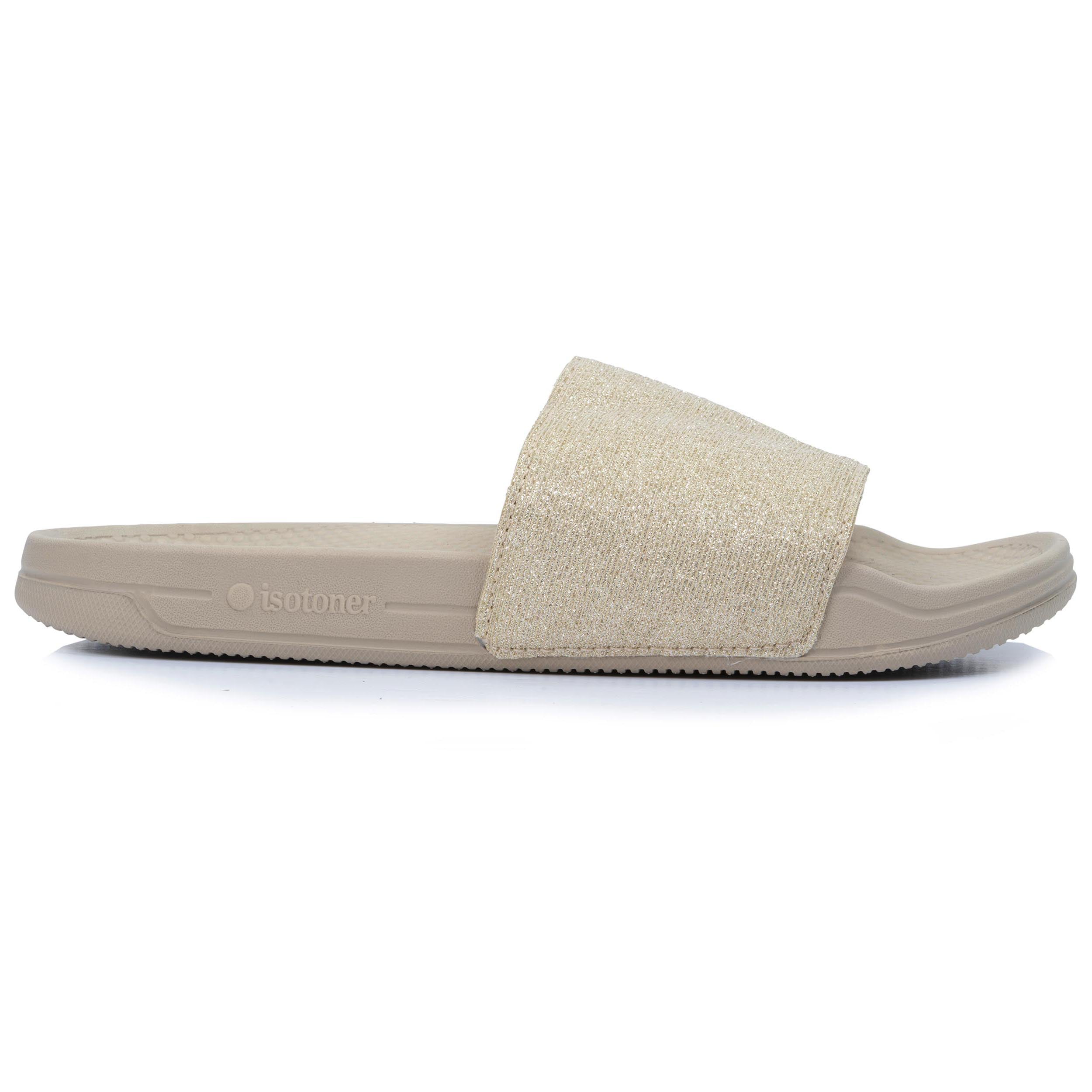 isotoner-mules-claquettes-femme-everywear-beige-paillet image 8