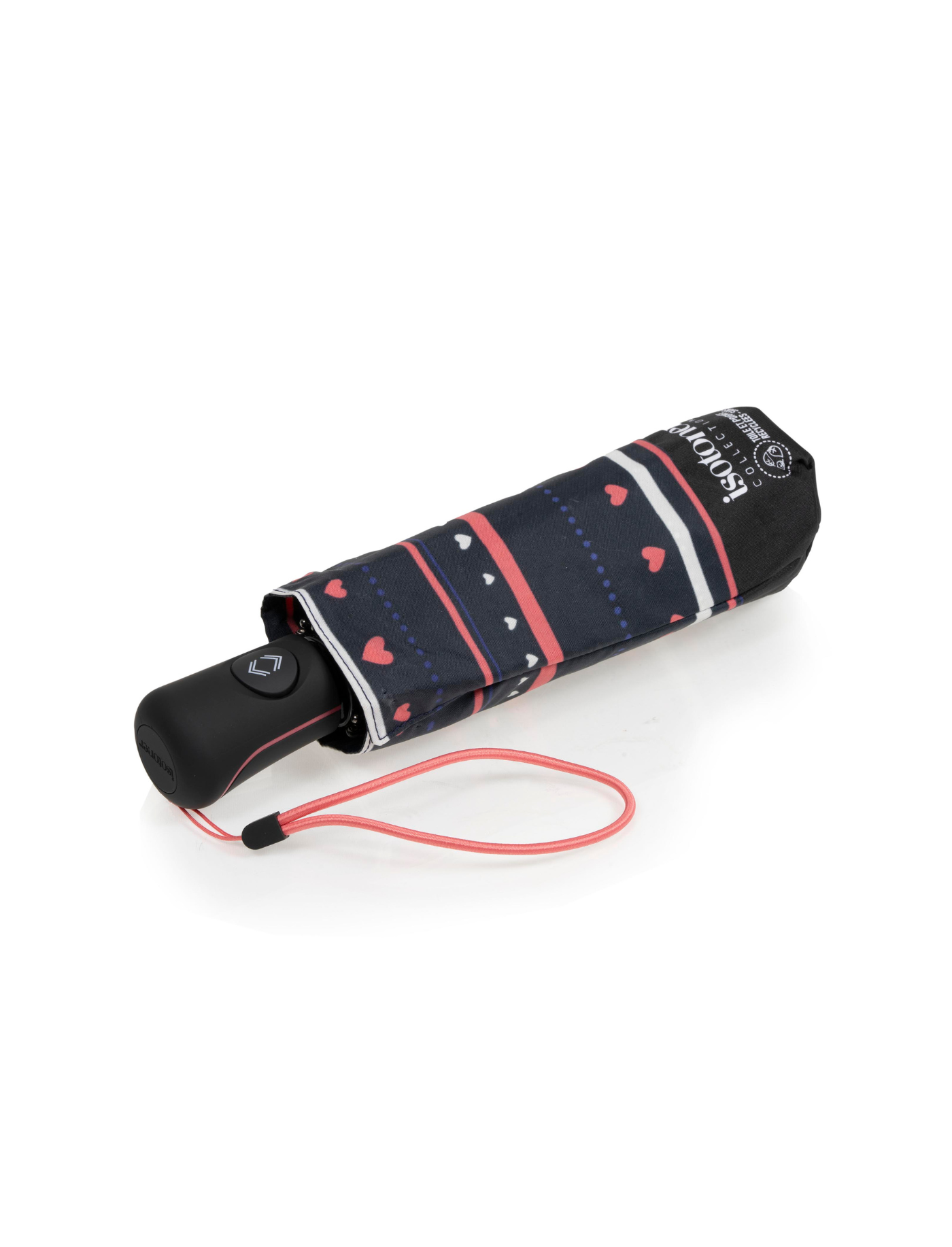 isotoner-parapluie-mini-auto-rayure-petit-c-ur-marine-femme image 6