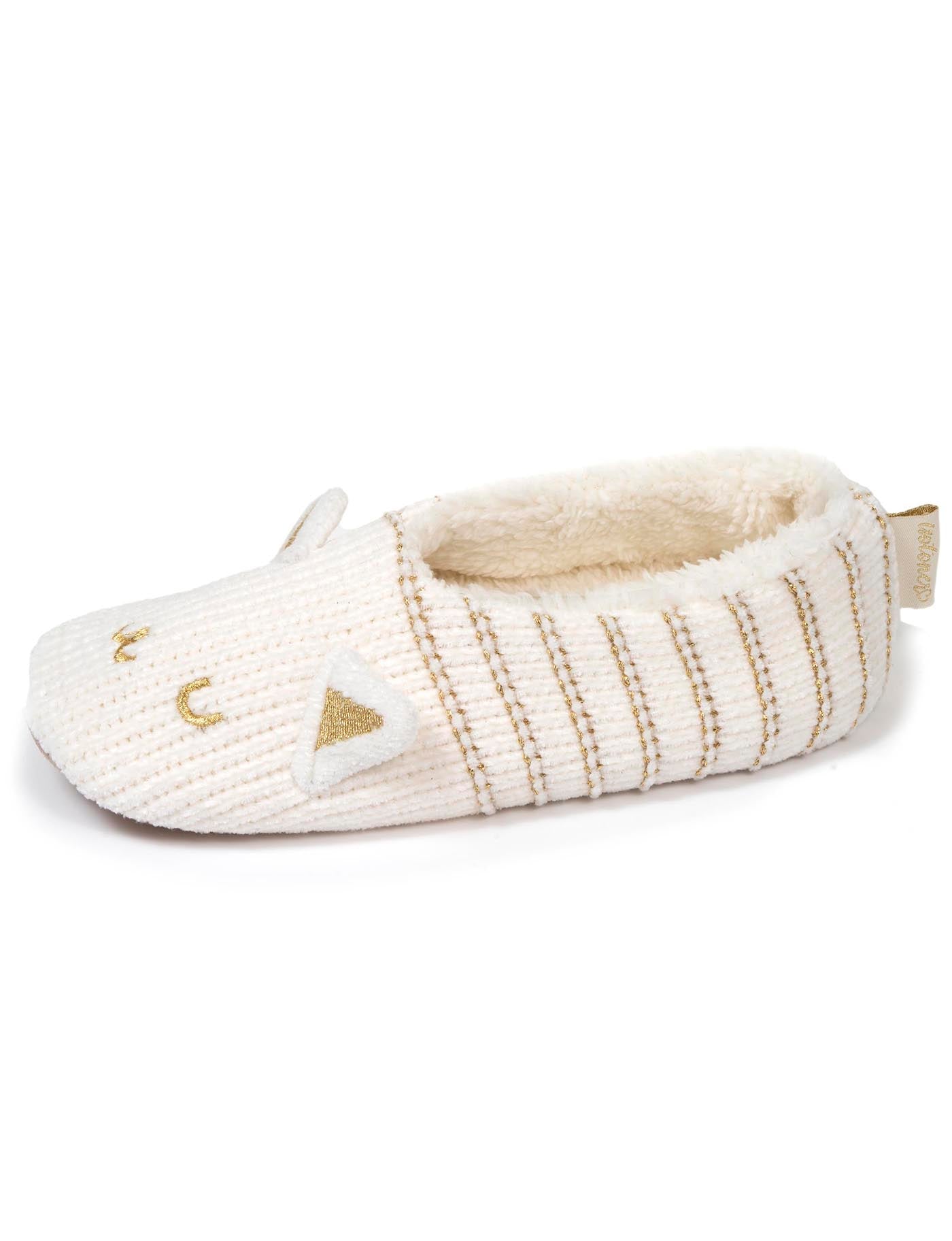 isotoner-chaussettes-chaussons-fourr-es-femme-ivoire-chat image 6