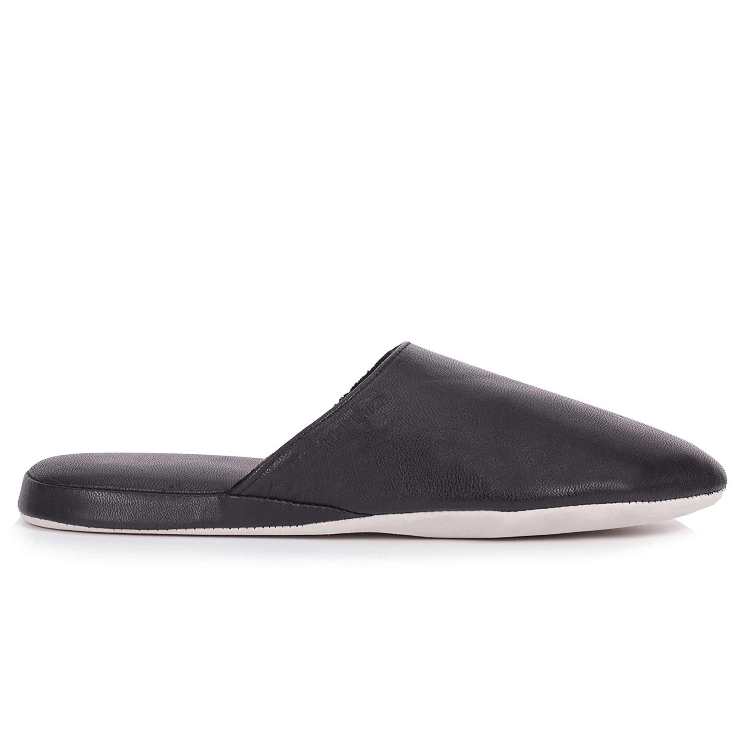 isotoner-chaussons-mules-cuir-homme-noir image 8