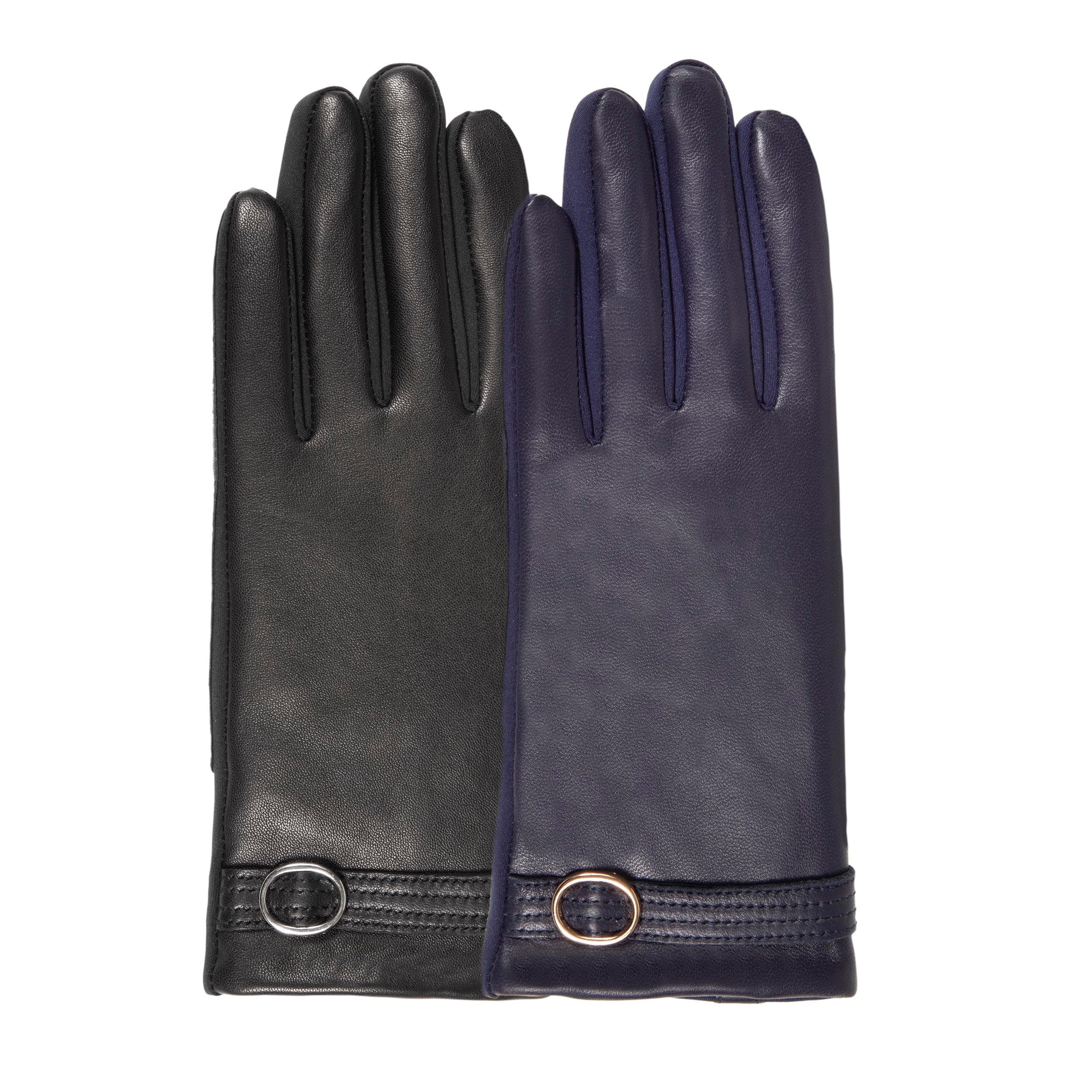 isotoner-gants-femme-tactiles-cuir-mouton-marine image 2