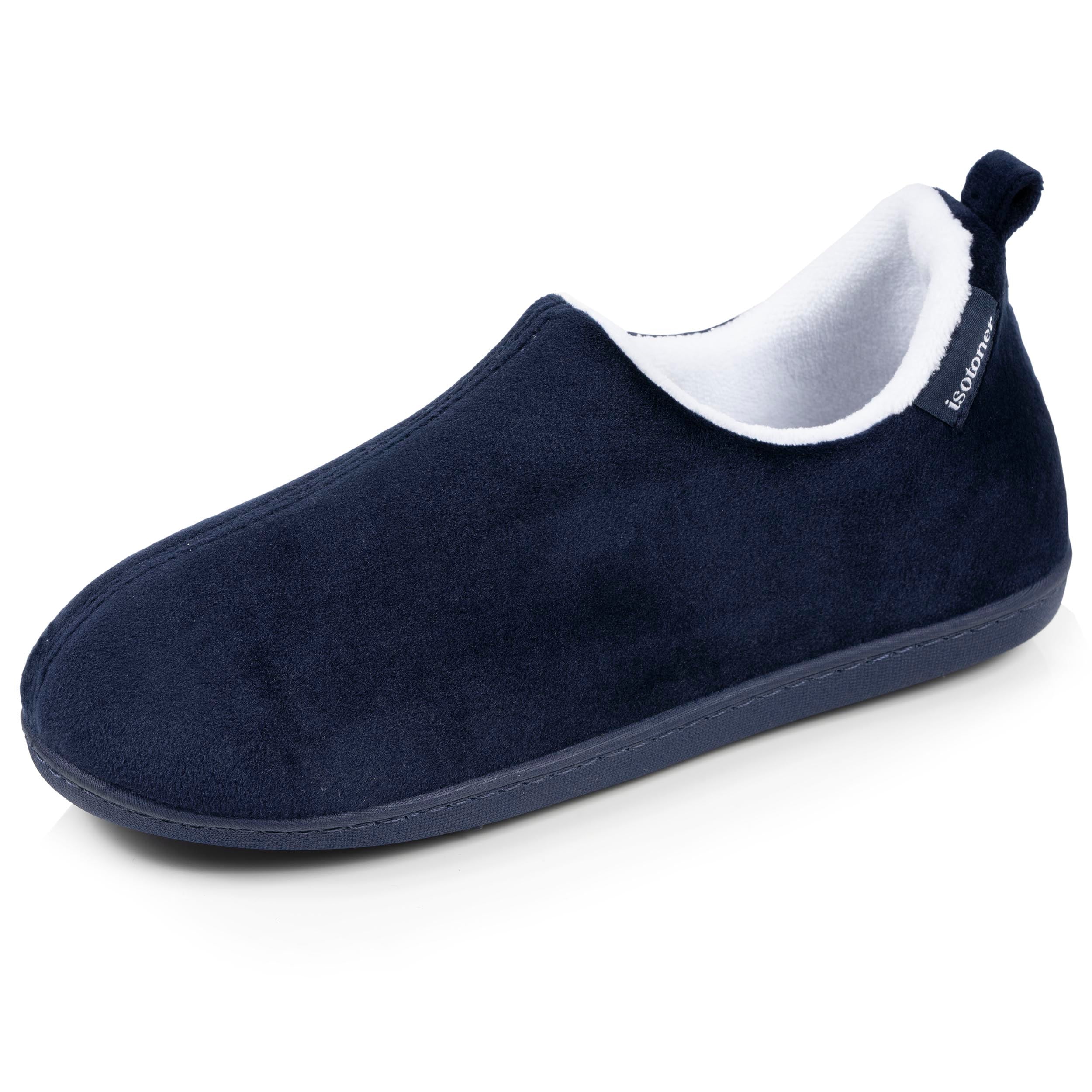isotoner-chaussons-bottillons-bas-femme-marine-microvelours image 1