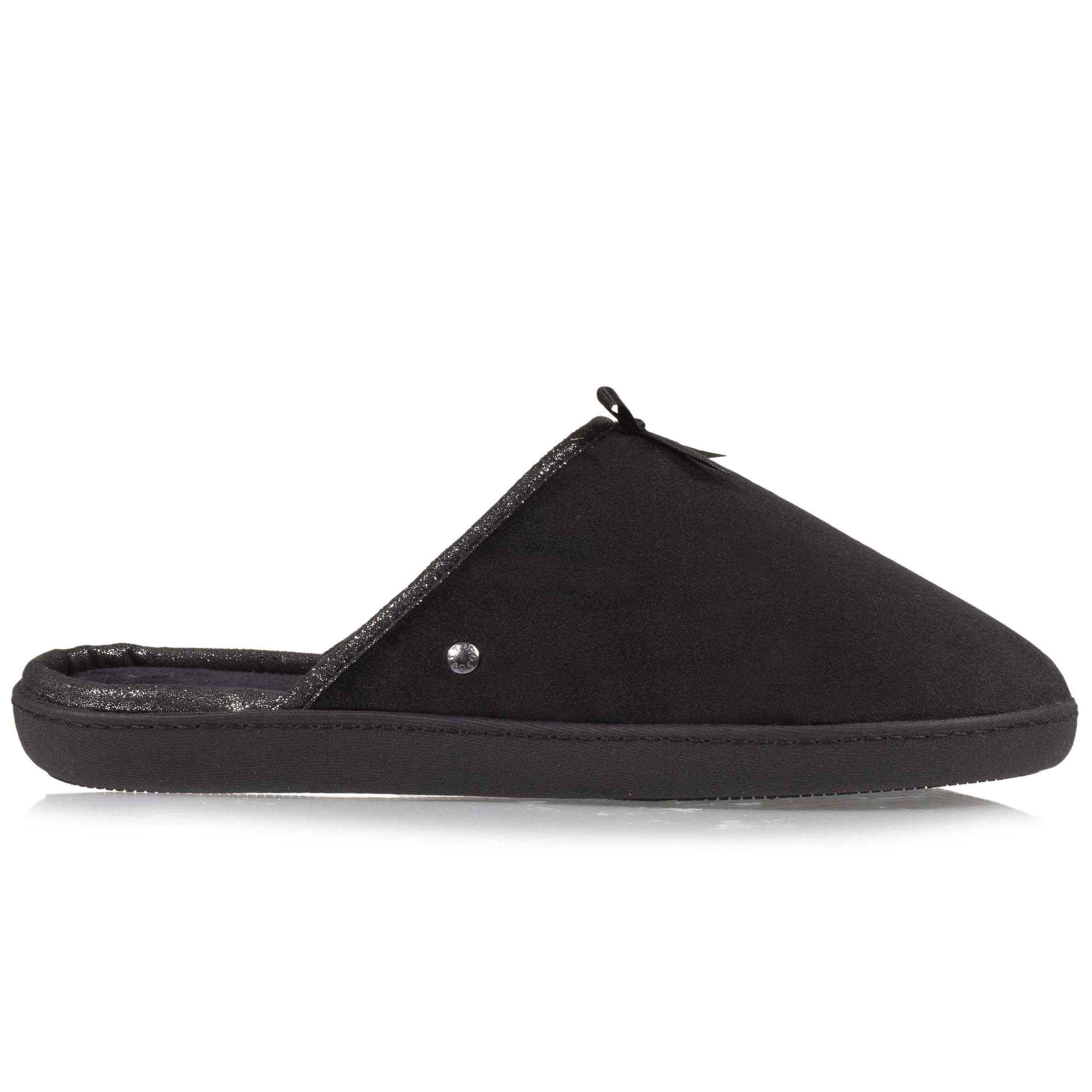 isotoner-chaussons-mules-femme-brillant-noir-microvelours-m-moire-de-forme image 8