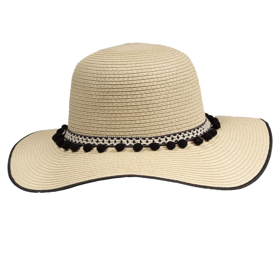 isotoner-chapeau-capeline-femme-pompons-noirs-r-glable-57-59-cm image 1